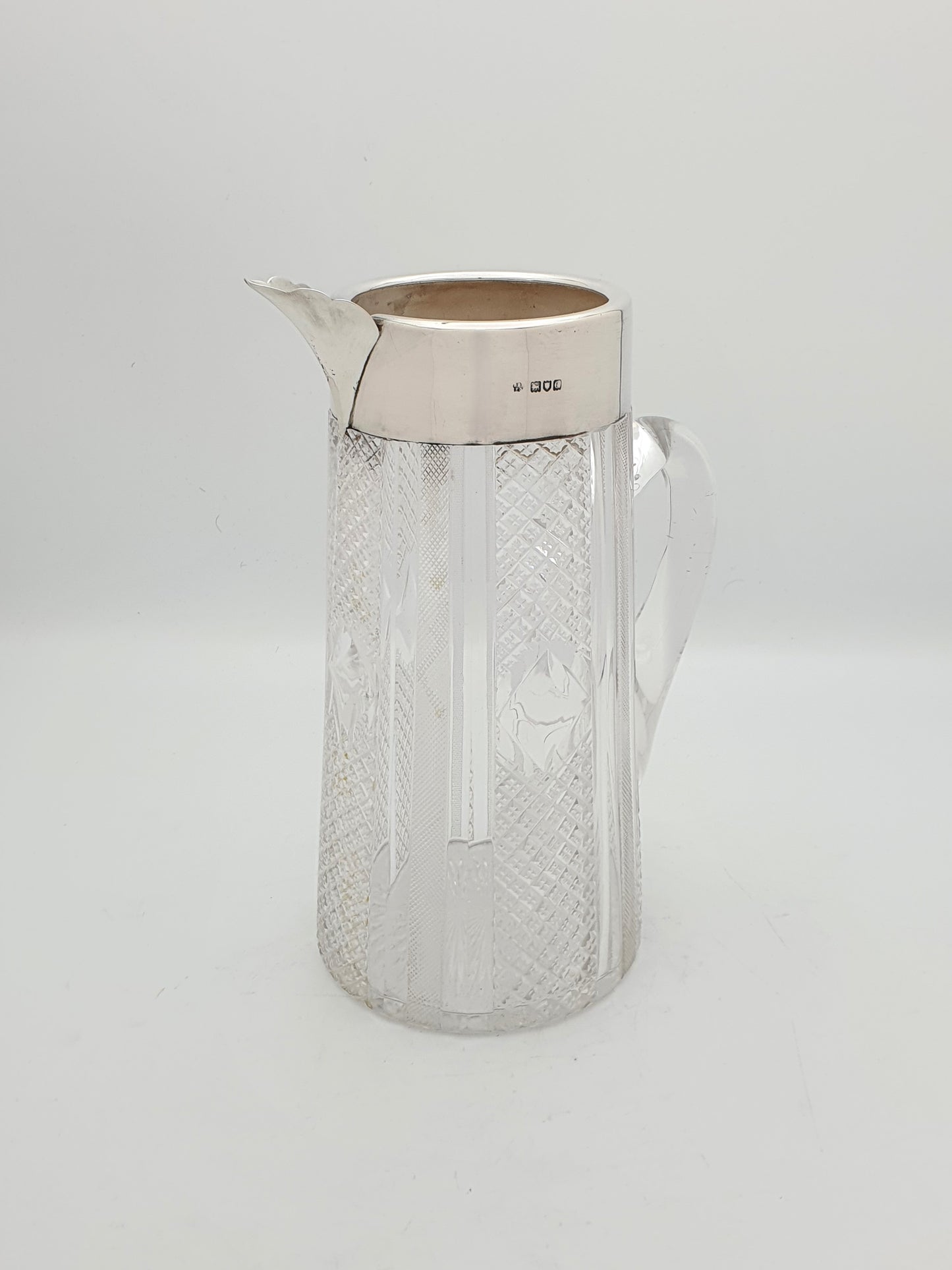 Large Stunning Victorian Cut Glass Silver Mounted Water Jug - London, 1900