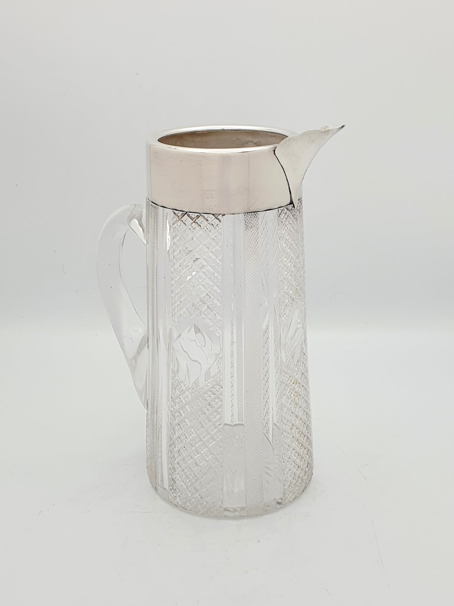 Large Stunning Victorian Cut Glass Silver Mounted Water Jug - London, 1900