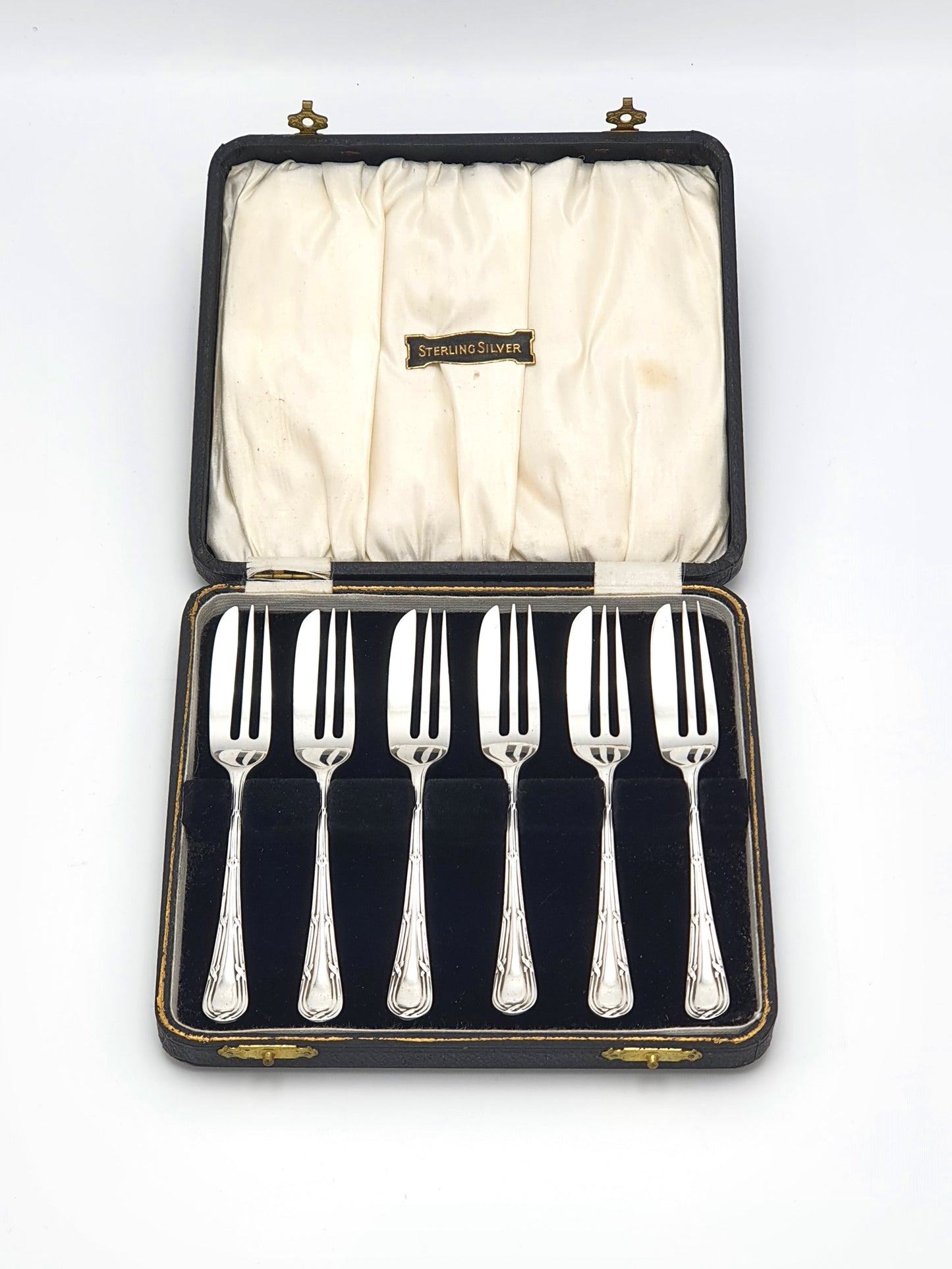 Nice Set of 6 Solid Silver Cake Forks - 1931