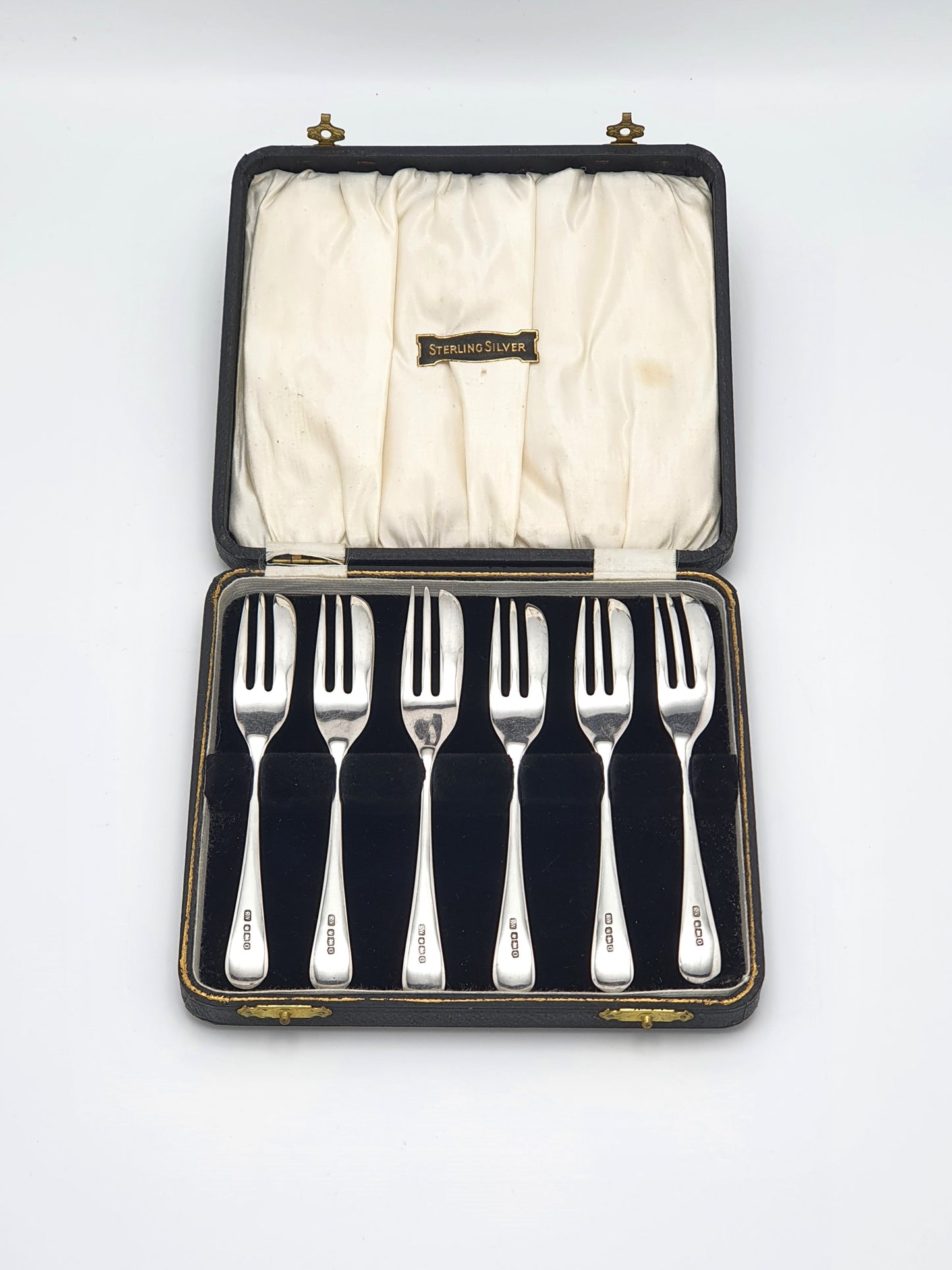 Nice Set of 6 Solid Silver Cake Forks - 1931