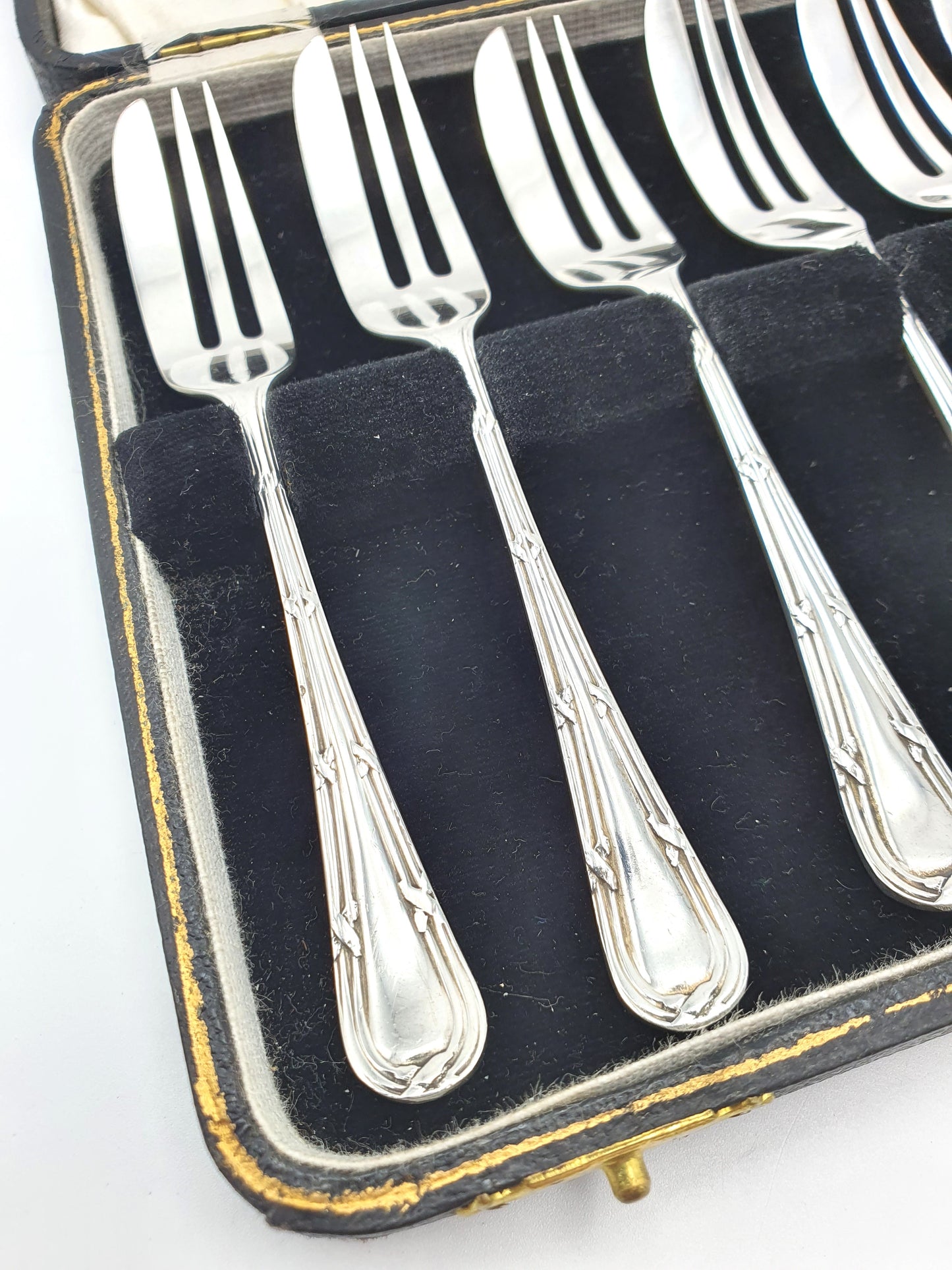 Nice Set of 6 Solid Silver Cake Forks - 1931