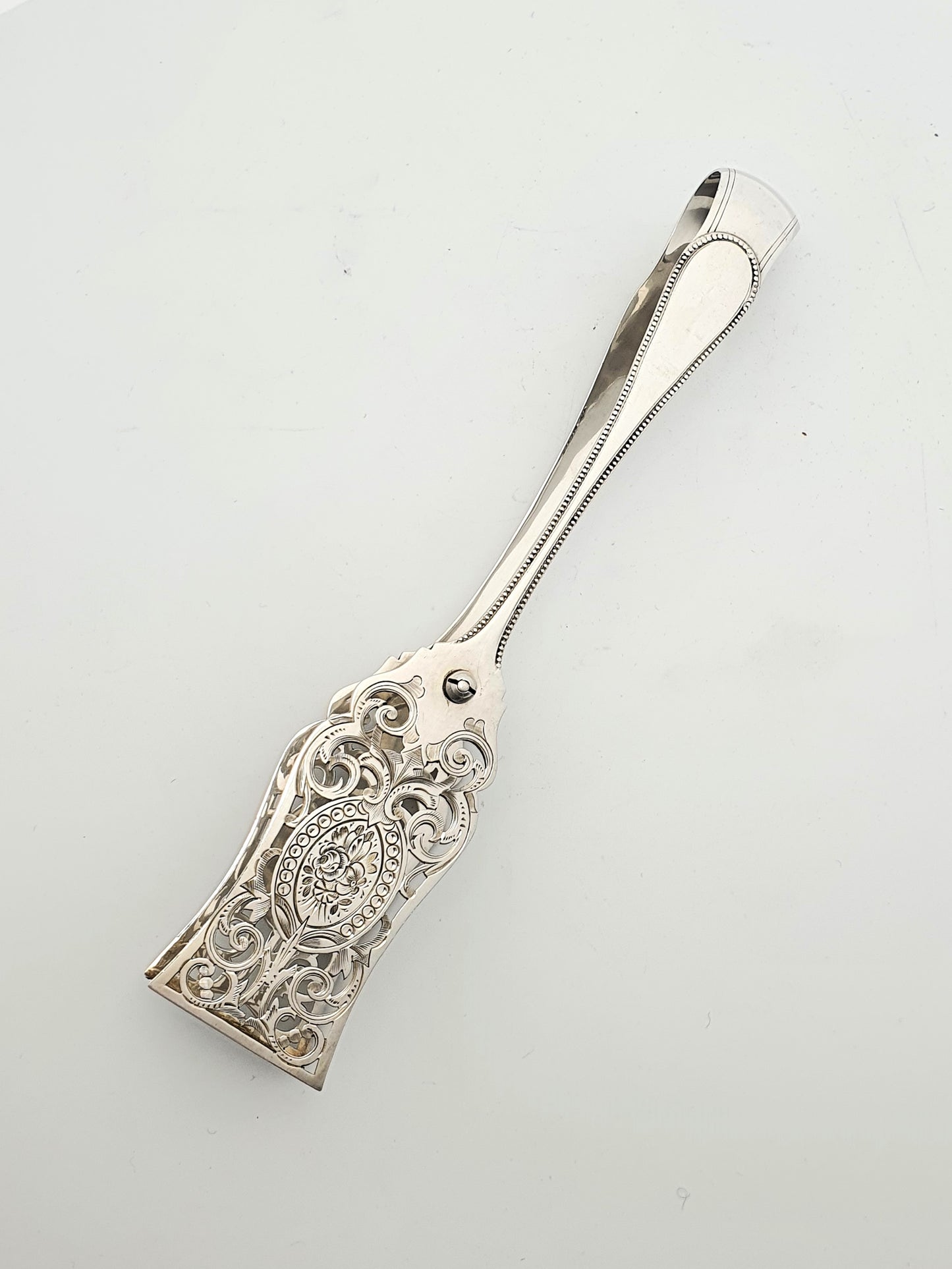 Gorgeous Antique Victorian Solid Silver Serving Tongs - 1899