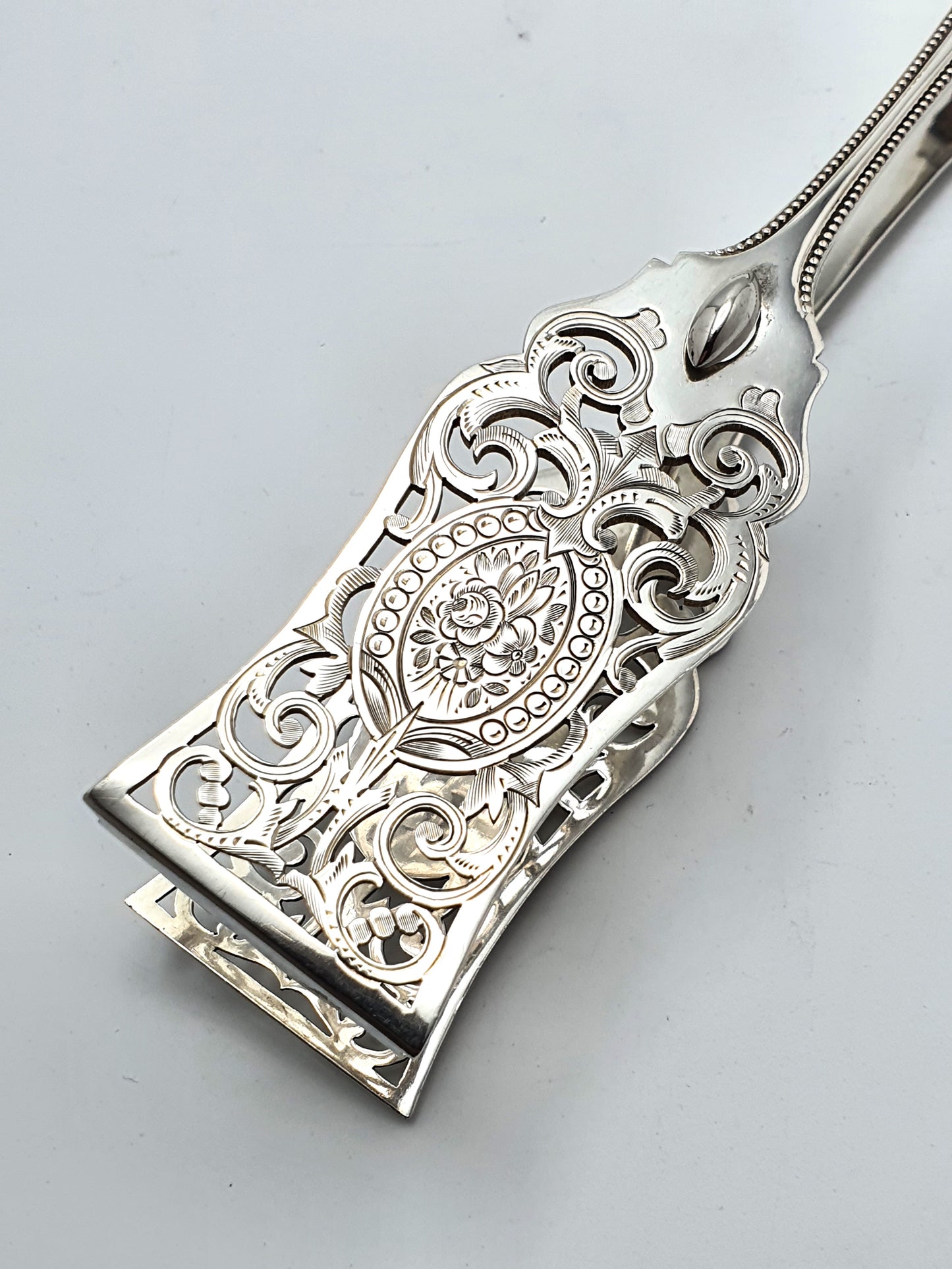 Gorgeous Antique Victorian Solid Silver Serving Tongs - 1899