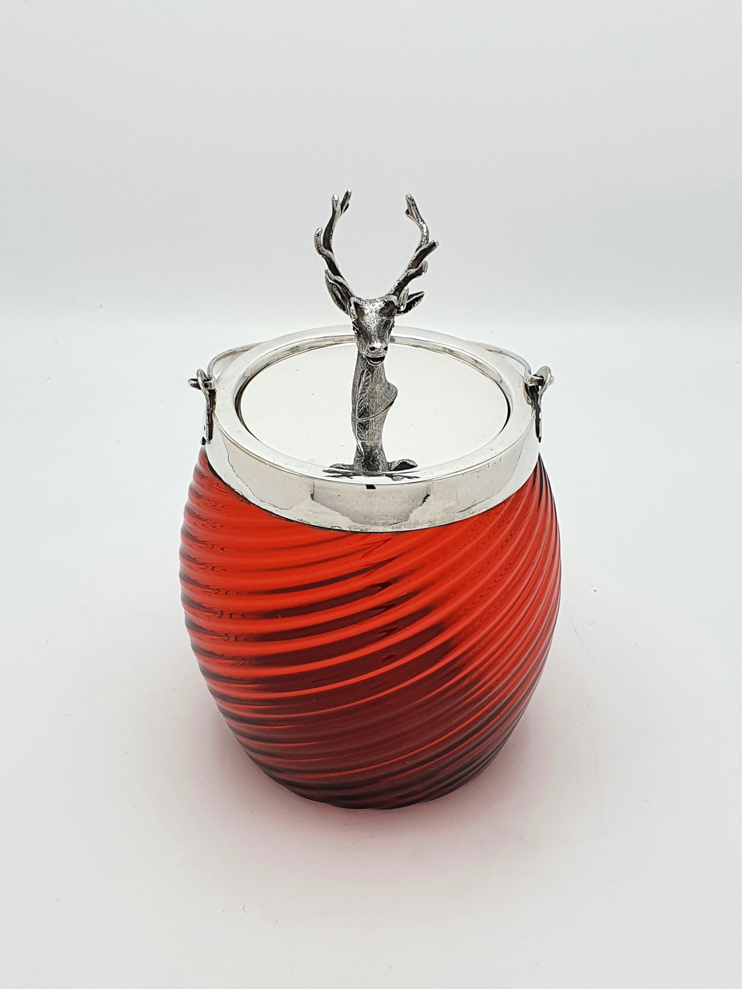 Gorgeous Antique Victorian Cranberry Glass Biscuit Barrel/Cookie Jar – circa 1890