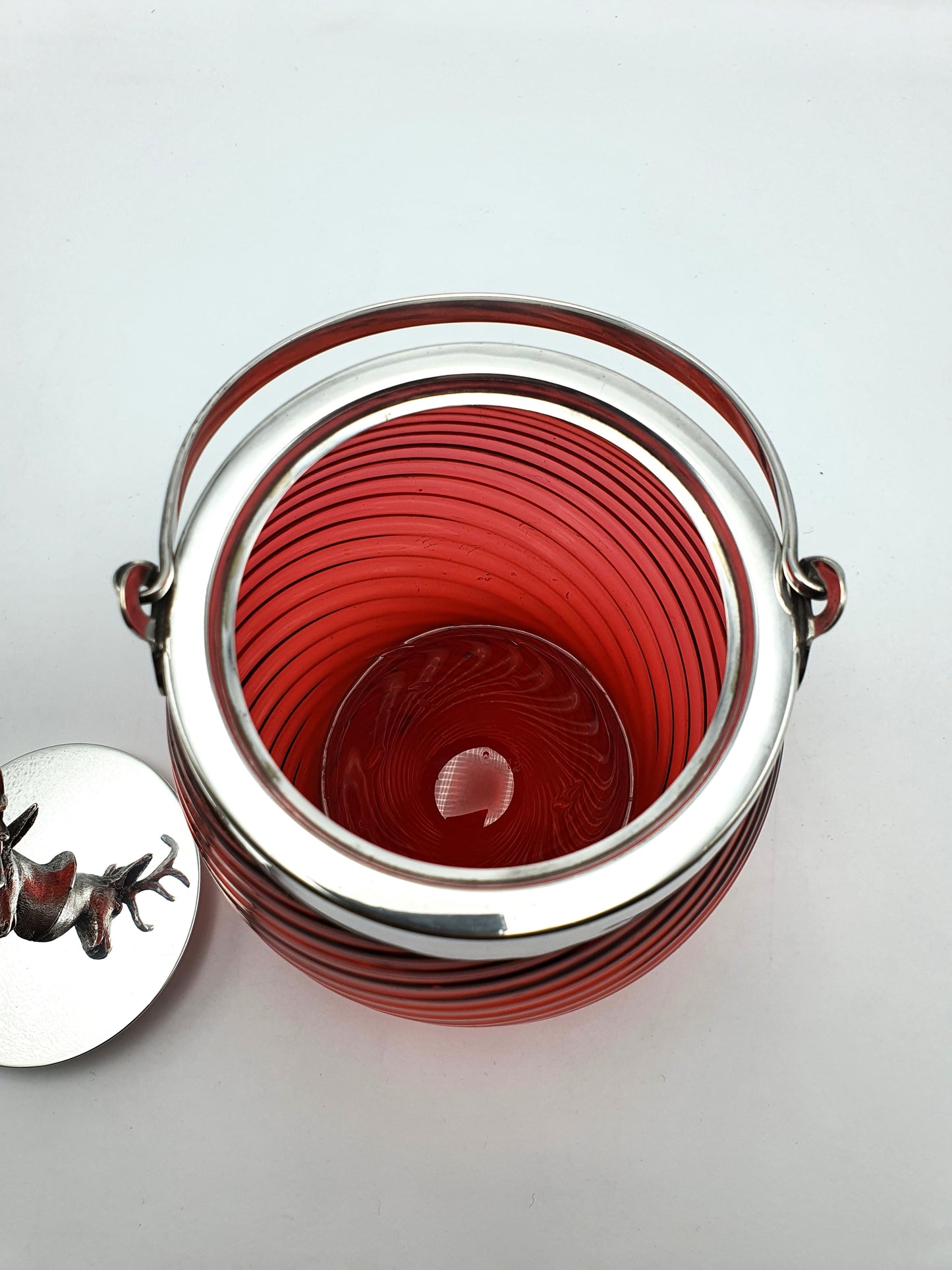 Gorgeous Antique Victorian Cranberry Glass Biscuit Barrel/Cookie Jar – circa 1890
