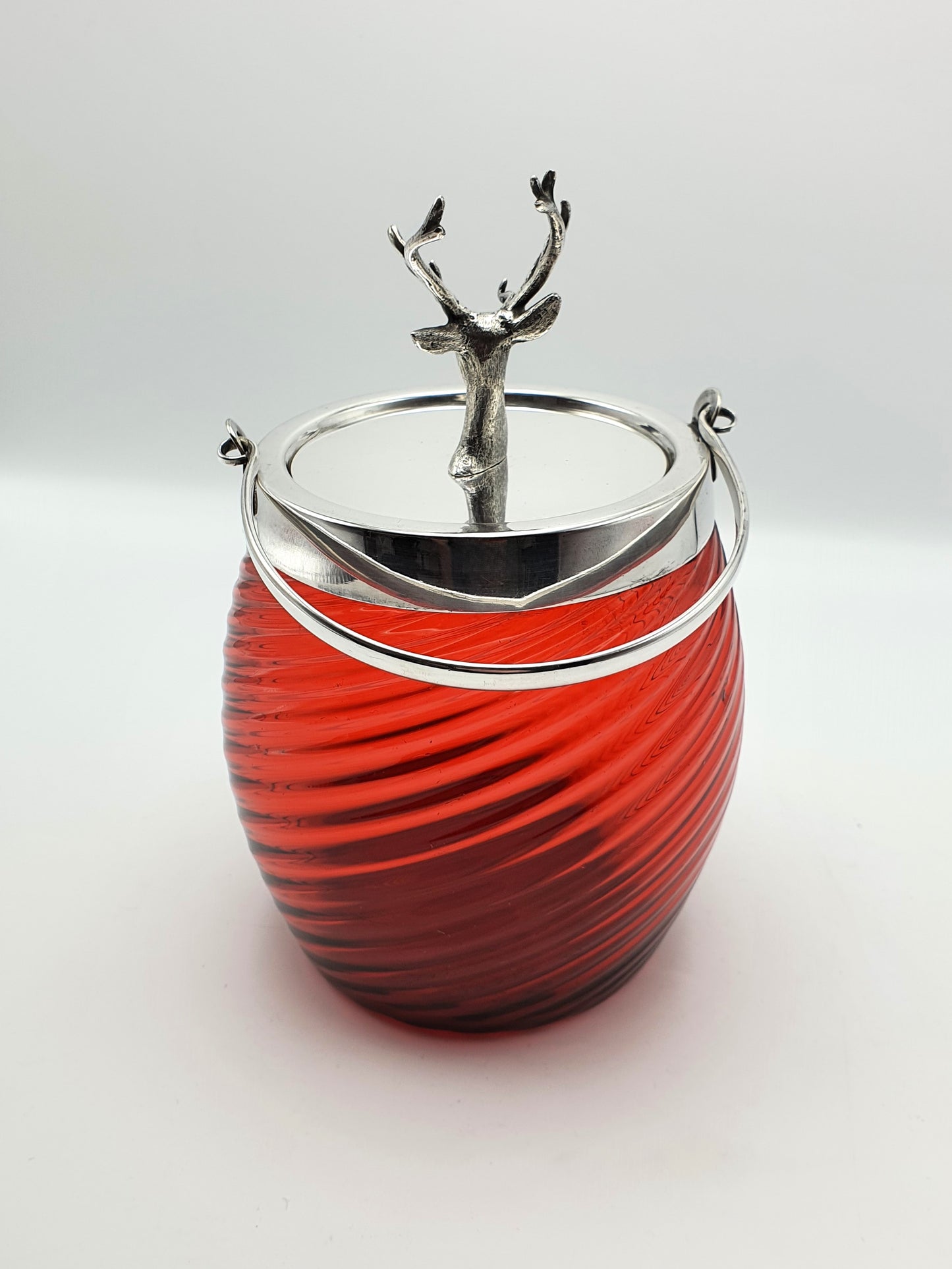 Gorgeous Antique Victorian Cranberry Glass Biscuit Barrel/Cookie Jar – circa 1890
