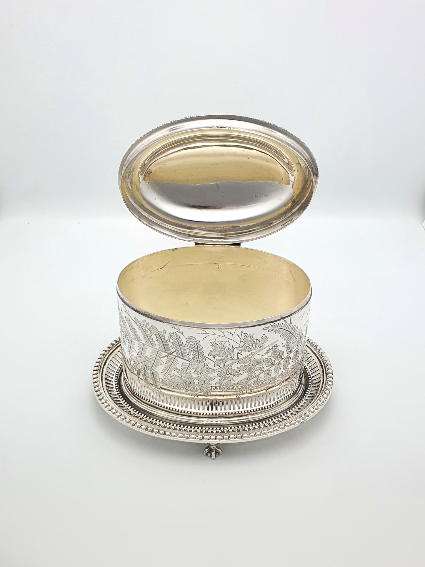 Lovely Antique Victorian Silver-Plated Oval Biscuit/Cookie Jar – circa 1880
