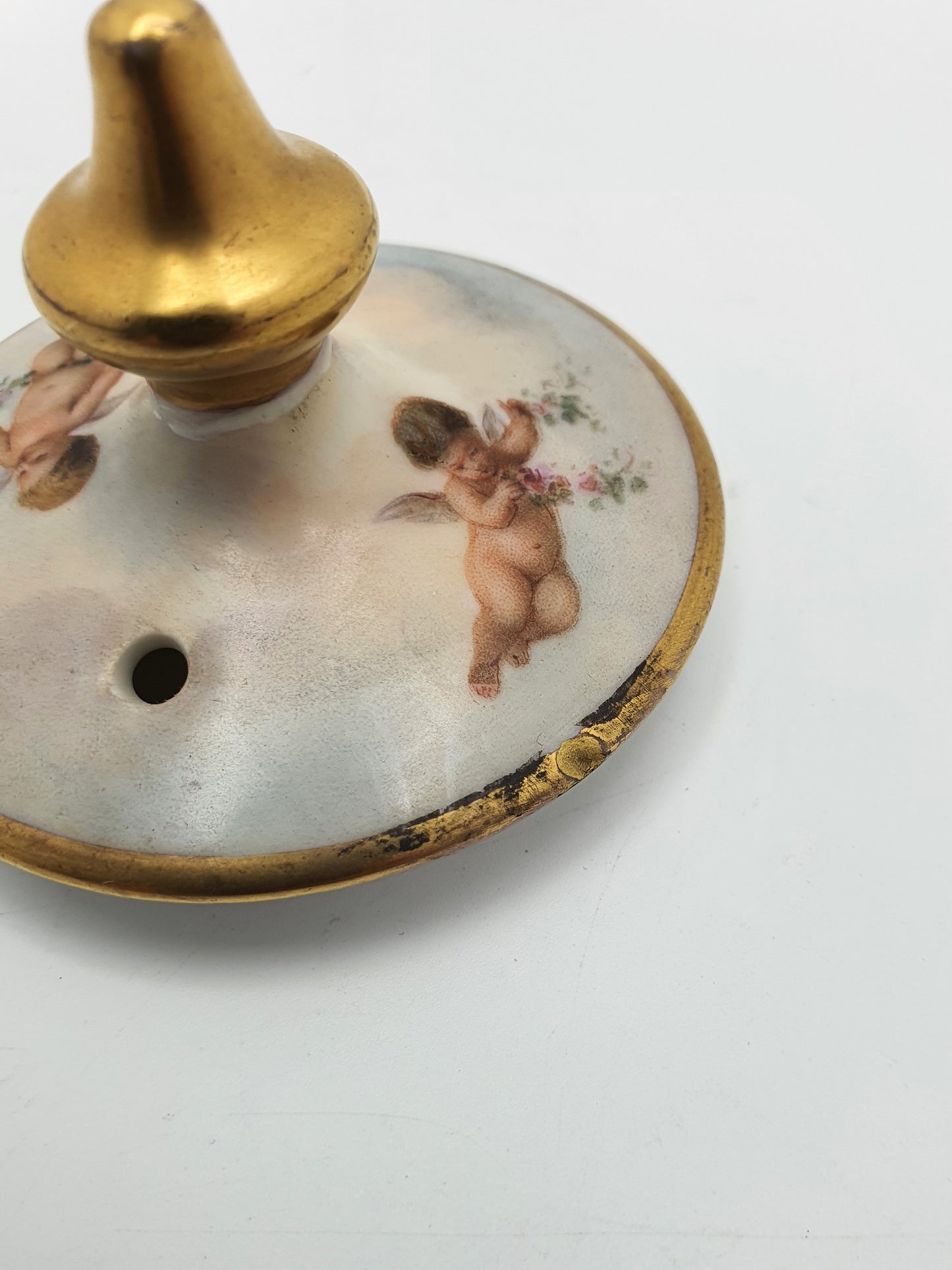 Wonderful Antique Continental Porcelain Kettle with Cherubs and Gilded Accents – circa 1900
