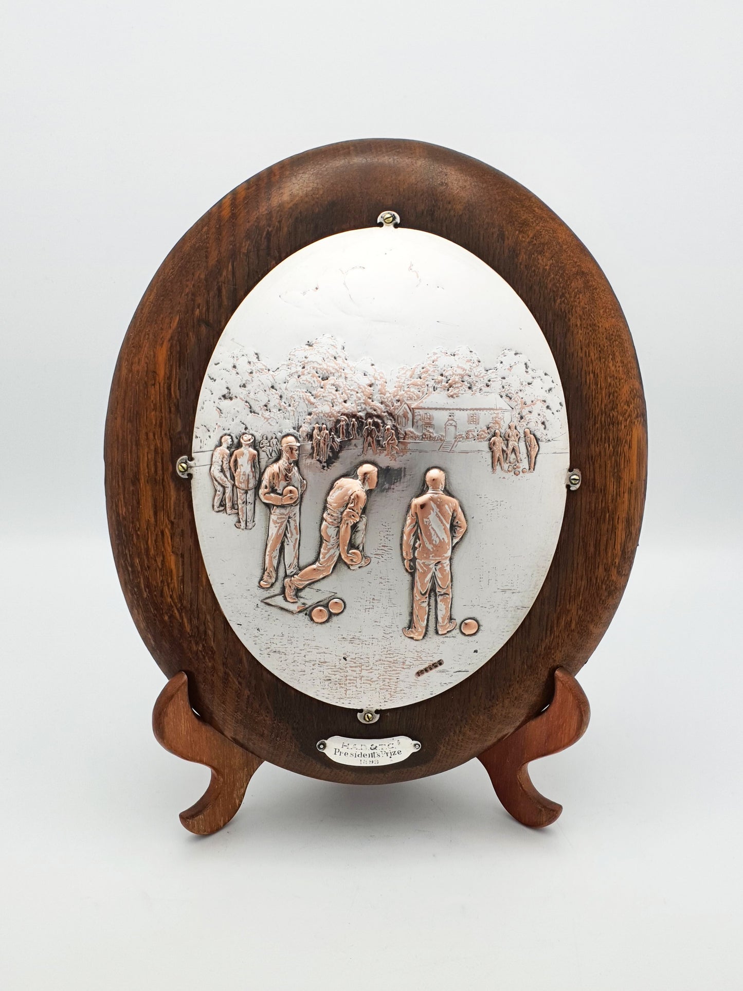 Antique Victorian Silver-Plated Lawn Bowling Plaque - 1899
