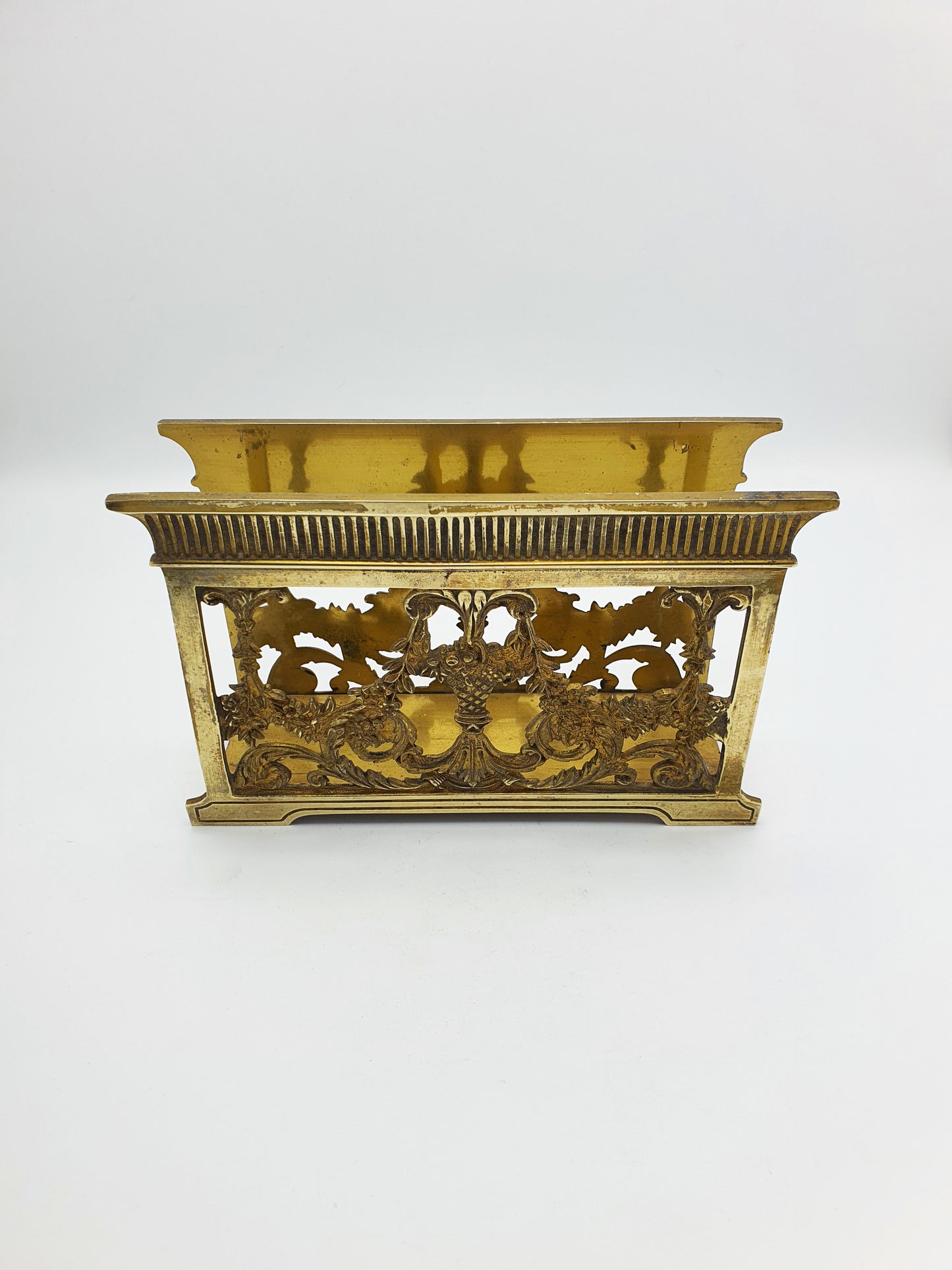 Lovely Antique Brass Letter Rack with Rococo Revival Design – circa 1920
