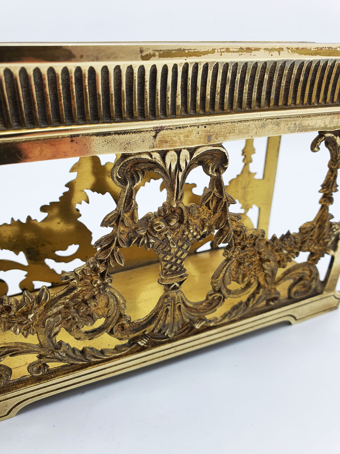 Lovely Antique Brass Letter Rack with Rococo Revival Design – circa 1920