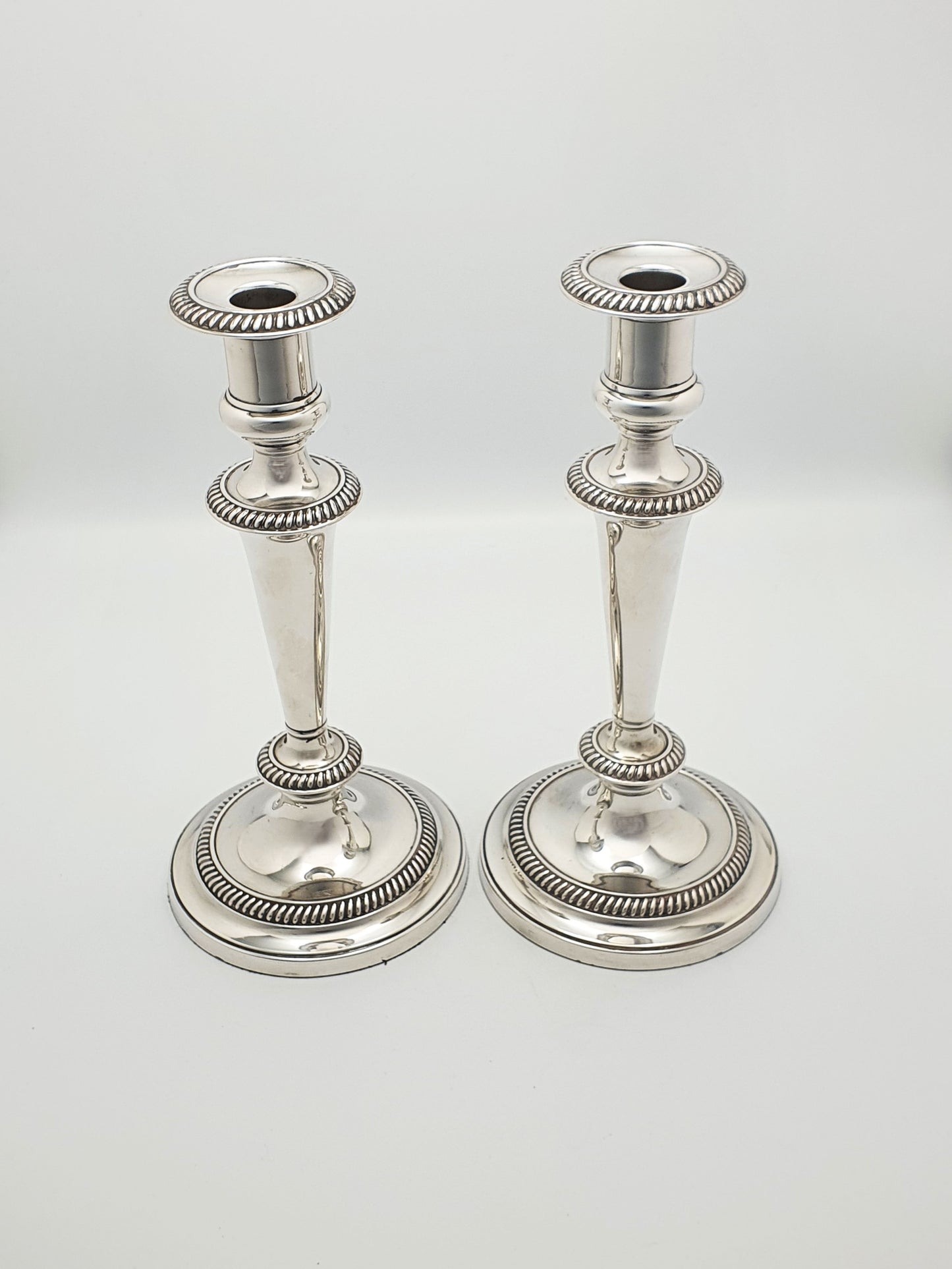 Nice Pair of Antique Silver-Plated Neoclassical Style Candlesticks – circa 1920