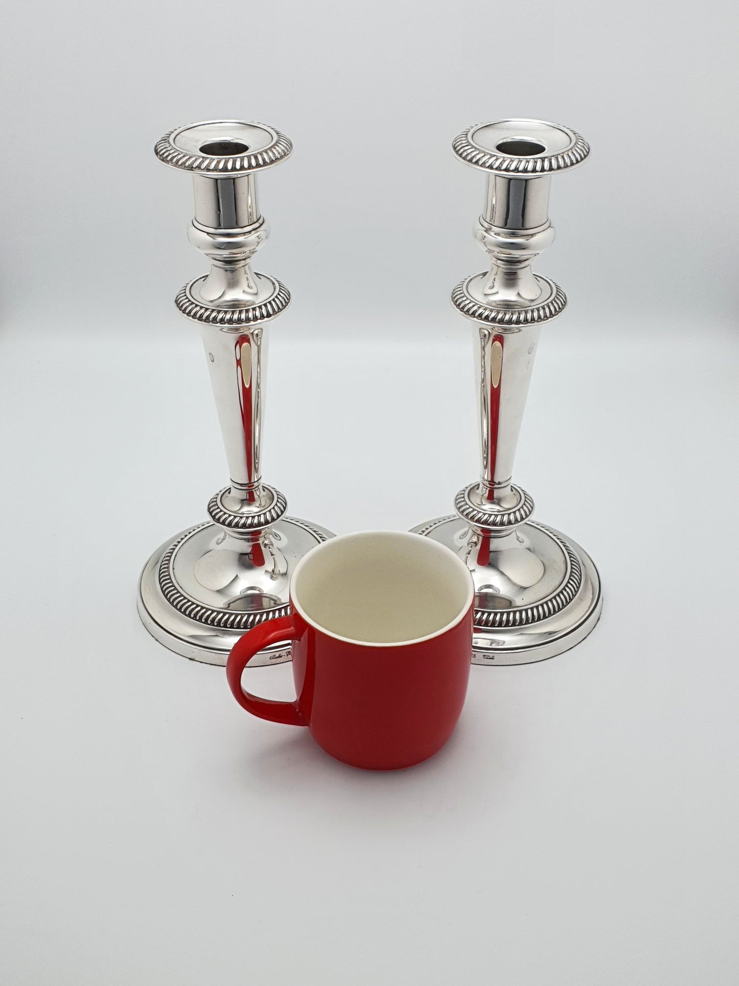 Nice Pair of Antique Silver-Plated Neoclassical Style Candlesticks – circa 1920