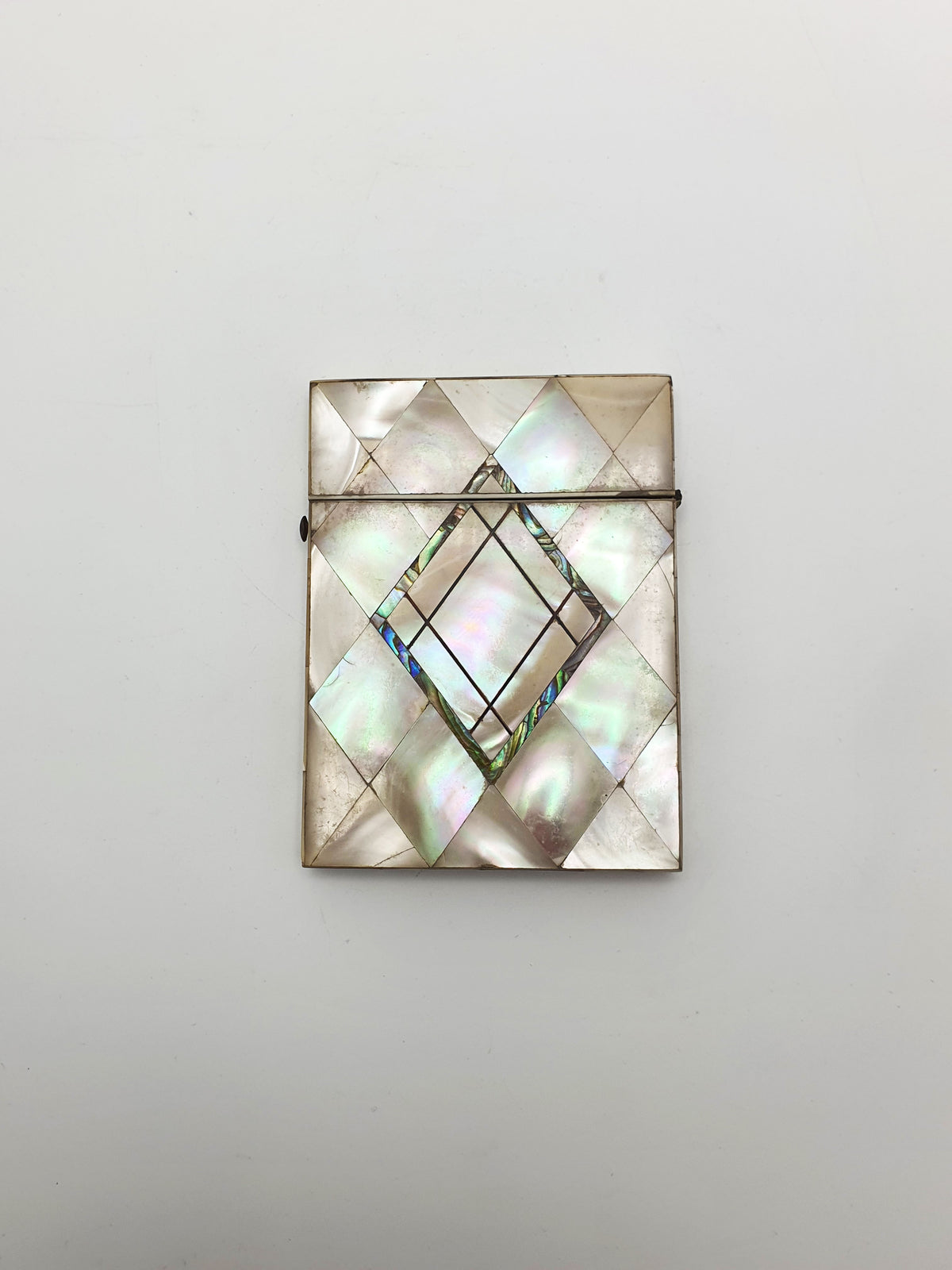 Nice Victorian Mother-of-Pearl Card Case with Geometric Inlay – circa 1870