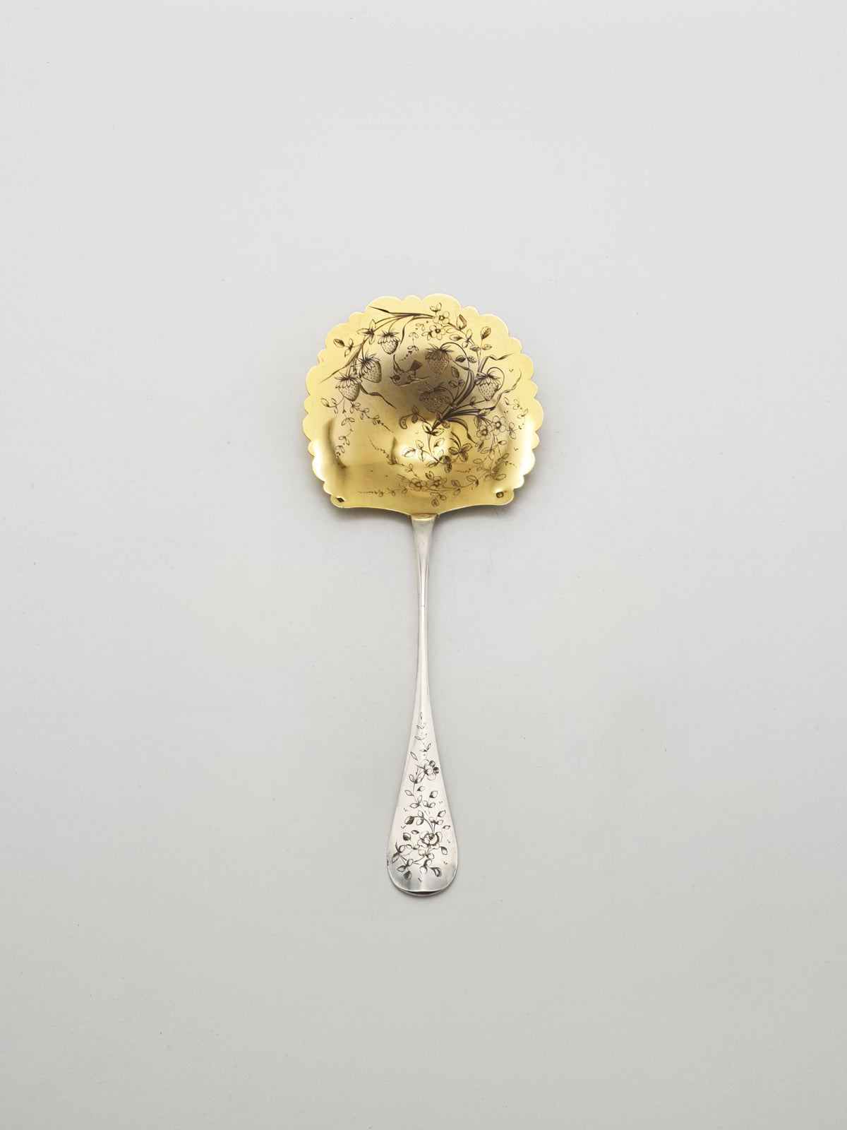 Gorgeous Large Antique French Gilt Silver Strawberry Spoon – circa 1900