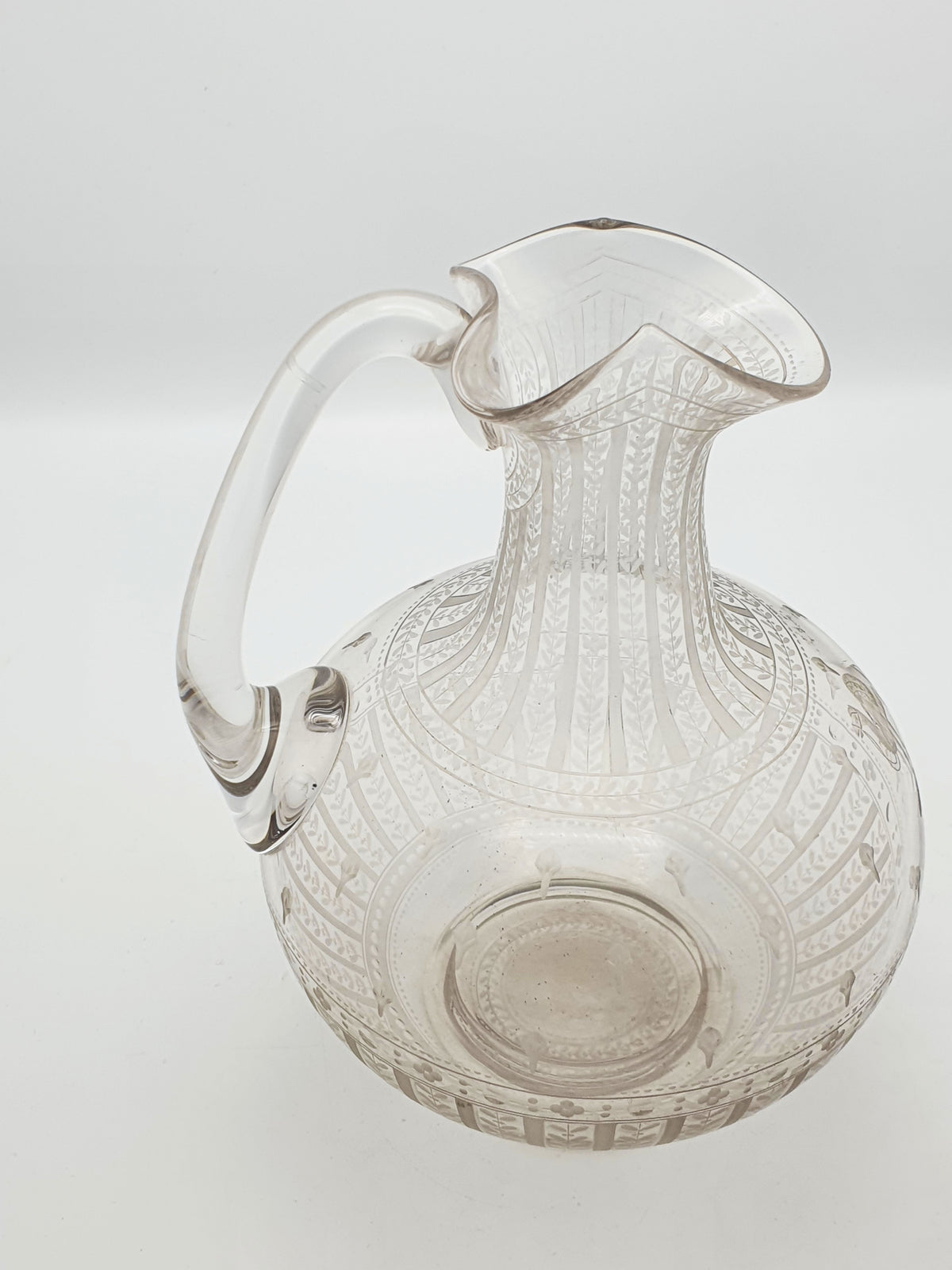 Unusual Antique Glass Claret Jug with Etched Camel Design - 1881