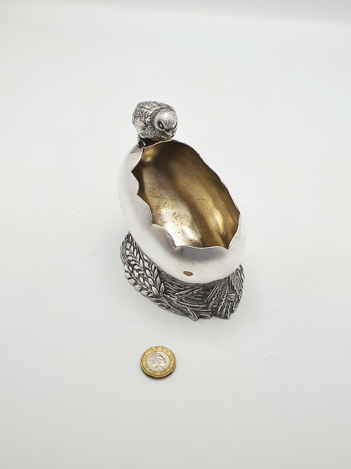 Lovely Antique Edwardian Silver-Plated Chick in Egg Sugar Bowl – circa 1905