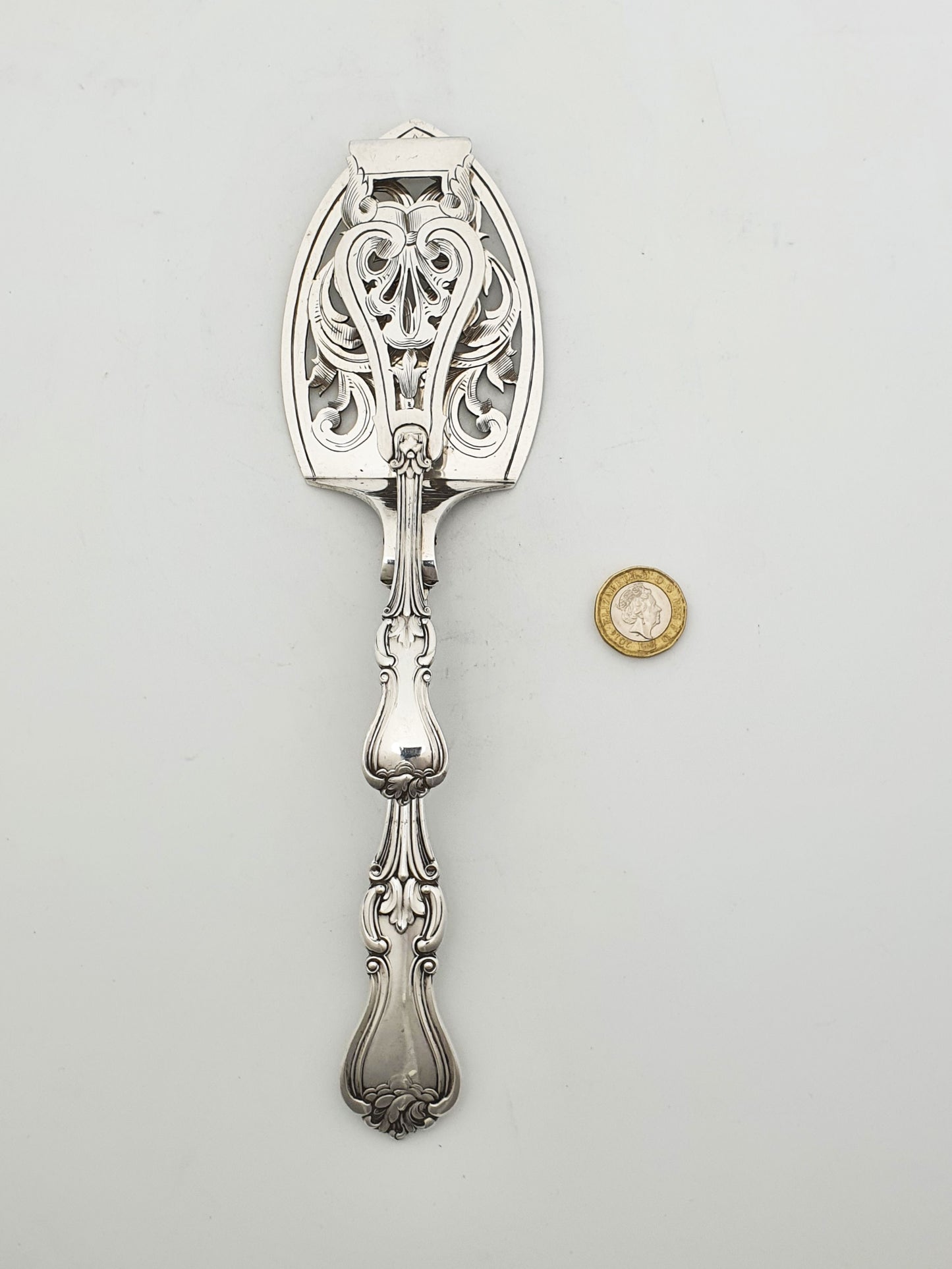 Antique Victorian Silver Plated Serving Tongs with Pierced Rococo Design – circa 1890