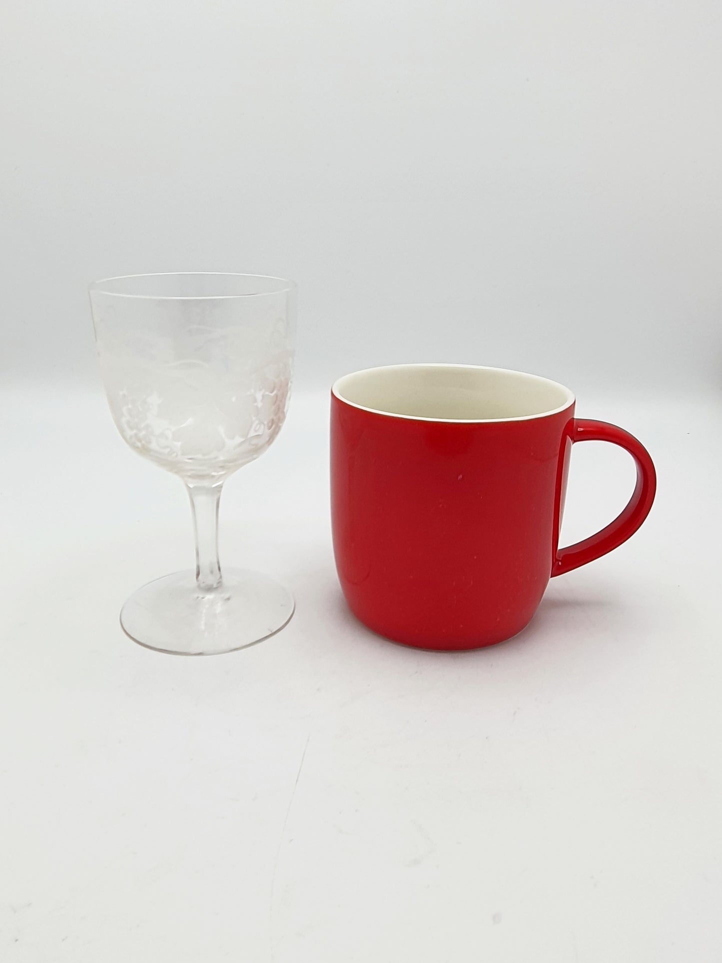 Set of Eight Antique Glass Wine Goblets with Vine and Grape Decoration – circa 1905