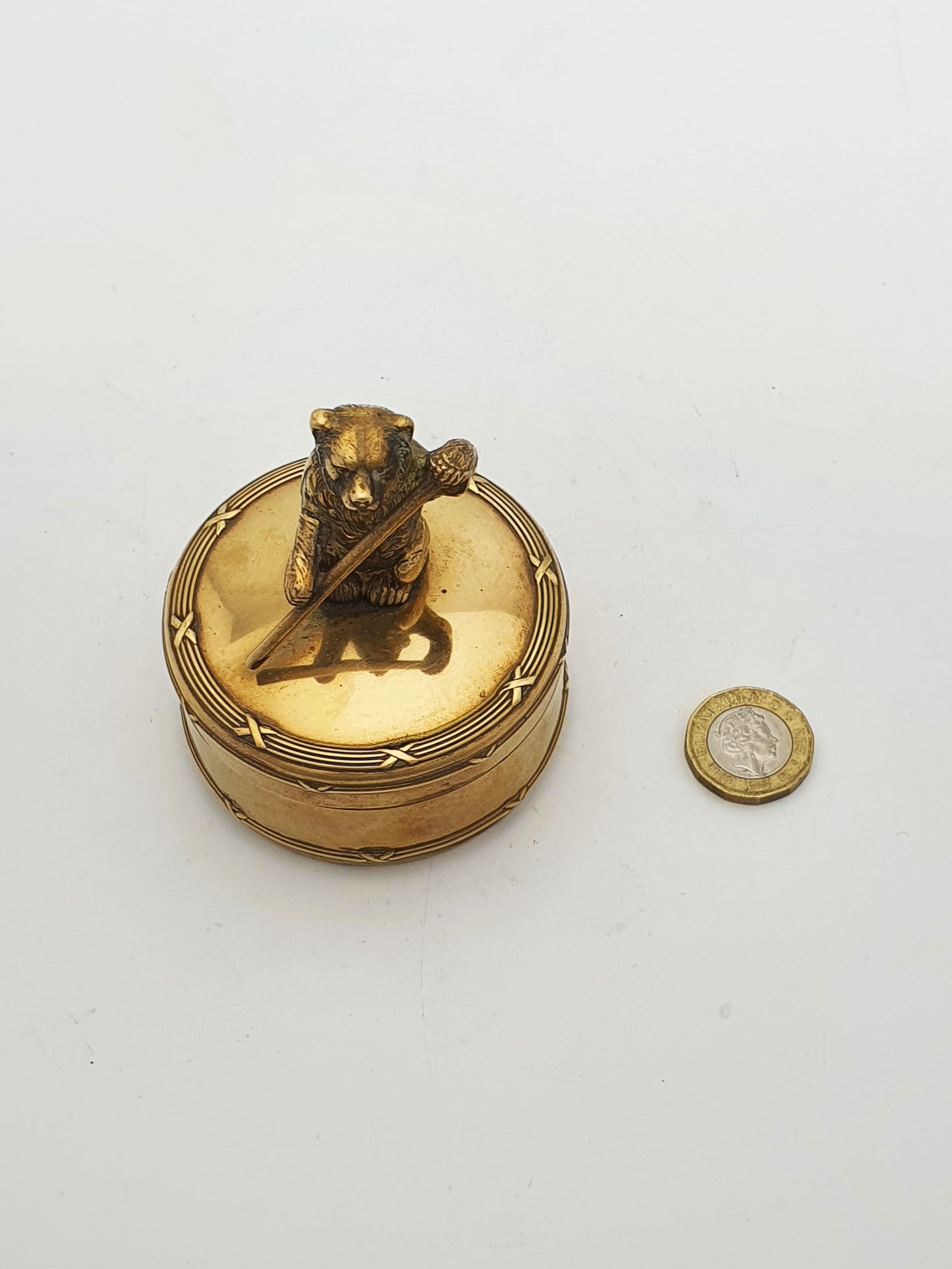 Lovely Antique Brass Box with Bear Finial – circa 1920