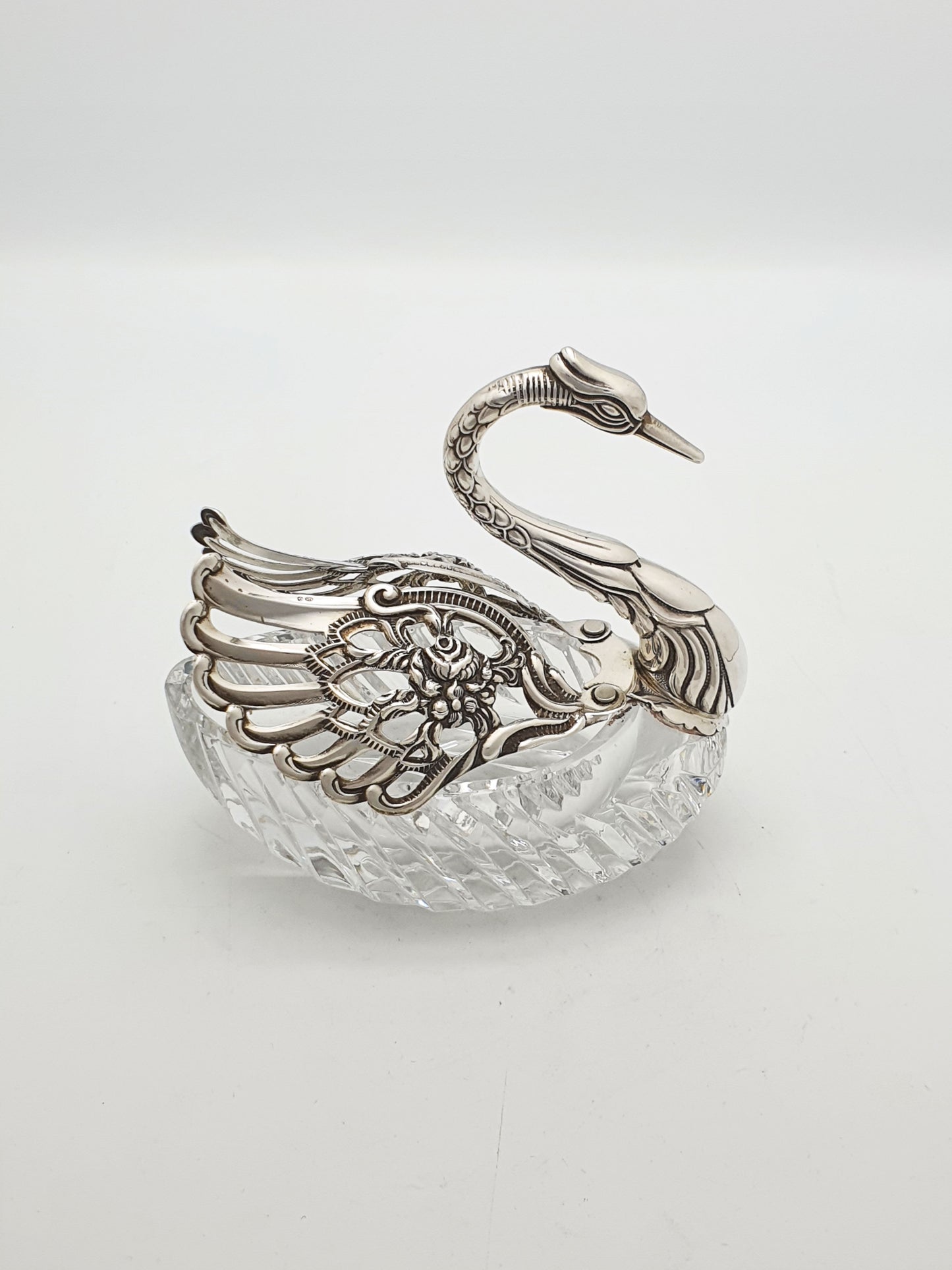 Fabulous Silver and Cut Crystal Swan Box - circa 1960