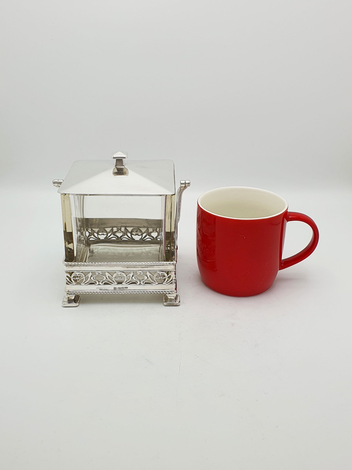 Splendid Art Deco Silver Plate & Glass Biscuit Box – circa 1925