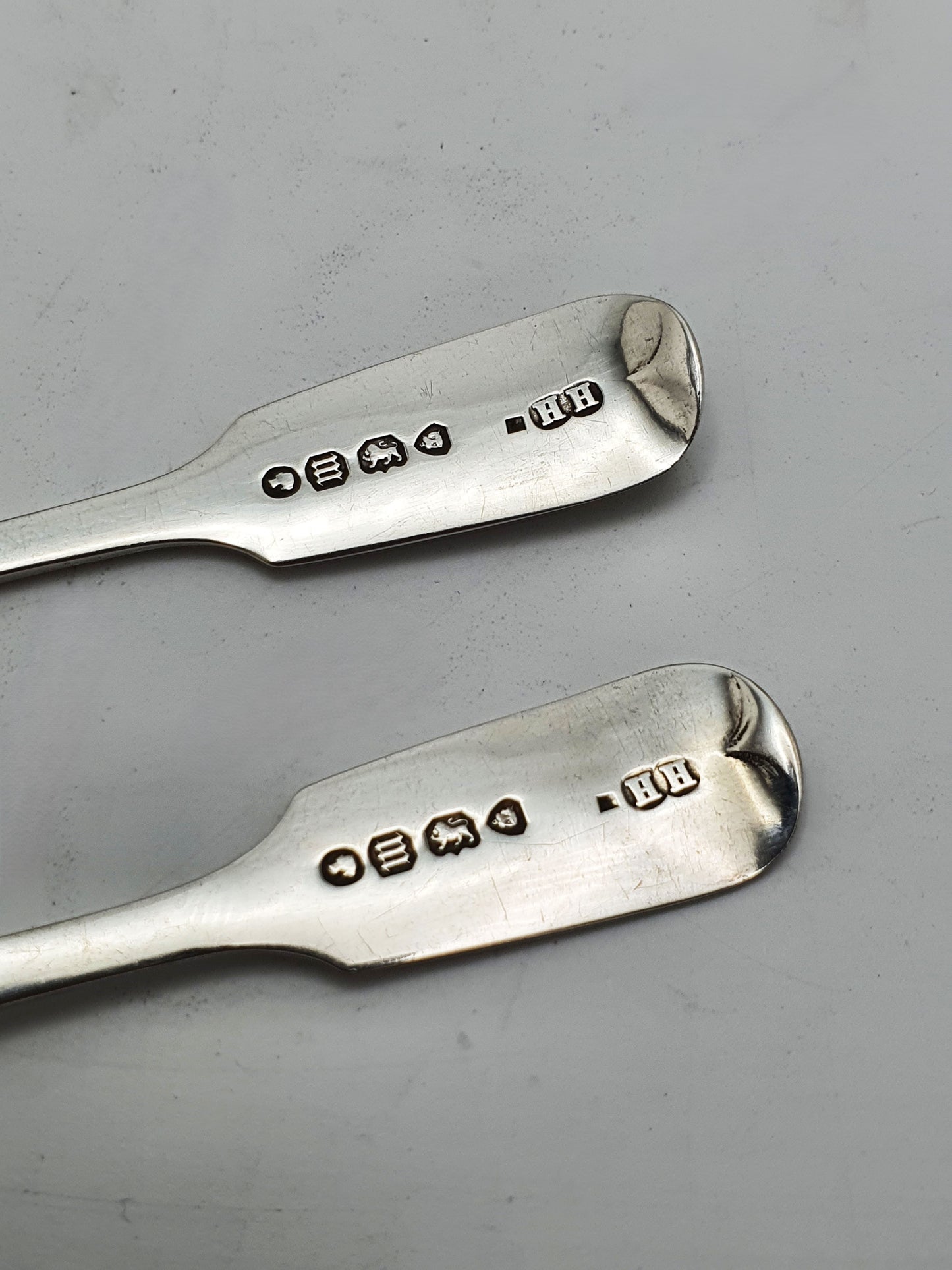 Pair of Antique Victorian Silver Salt Cellars with Cobalt Glass Liners - 1842