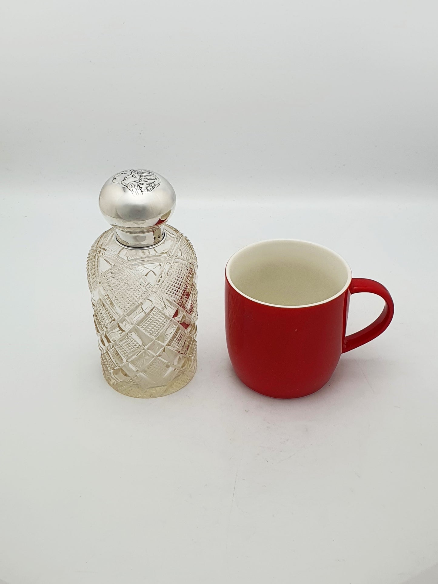 Antique Edwardian Cut Glass Scent Bottle with Sterling Silver Lid - 1903