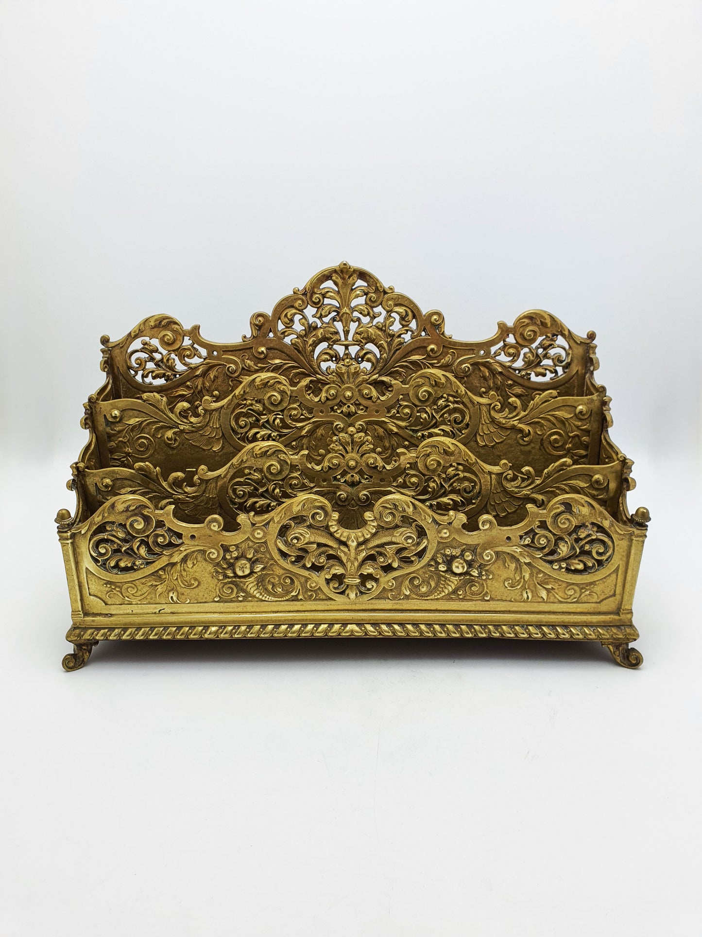 Magnificent Grand Tour Brass Rococo Revival Letter Rack – circa 1860