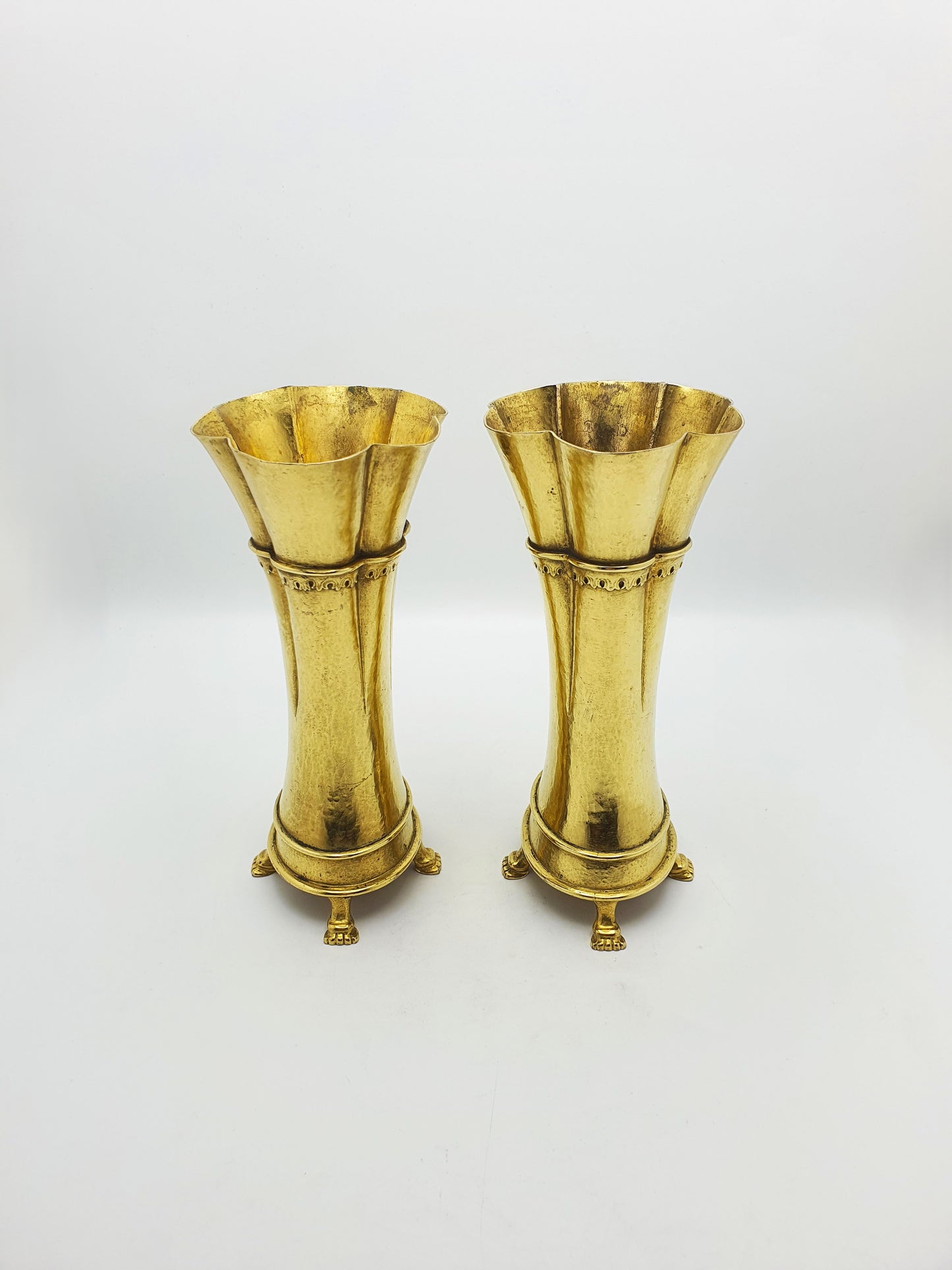 Splendid Pair of Antique Grand Tour Gilt Bronze Trumpet Vases – circa 1880