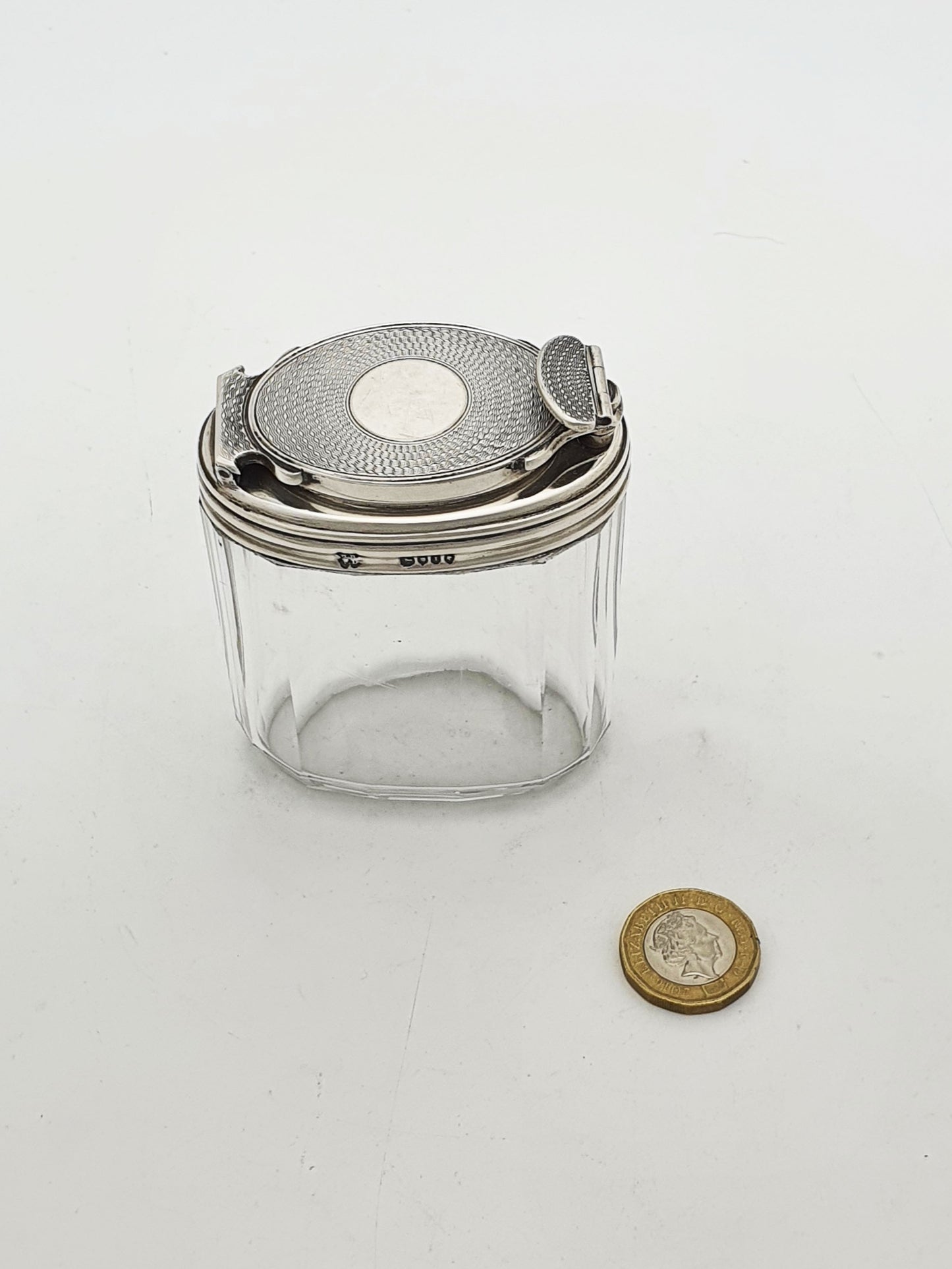 Antique Victorian Sterling Silver Mounted Glass Travelling Jar – London, 1866