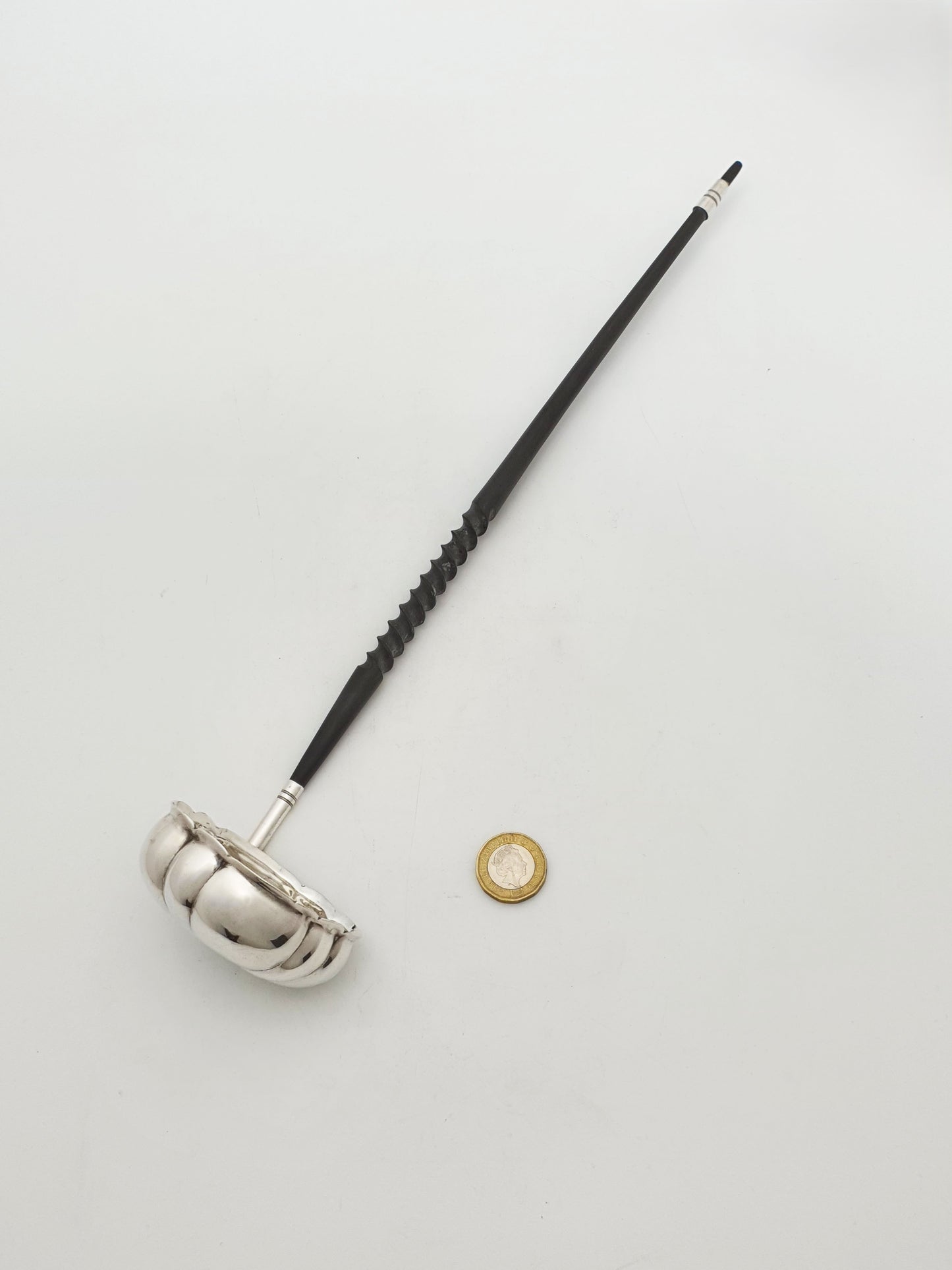 Vintage Irish Sterling Silver Punch Ladle with Ebony Handle - 1971