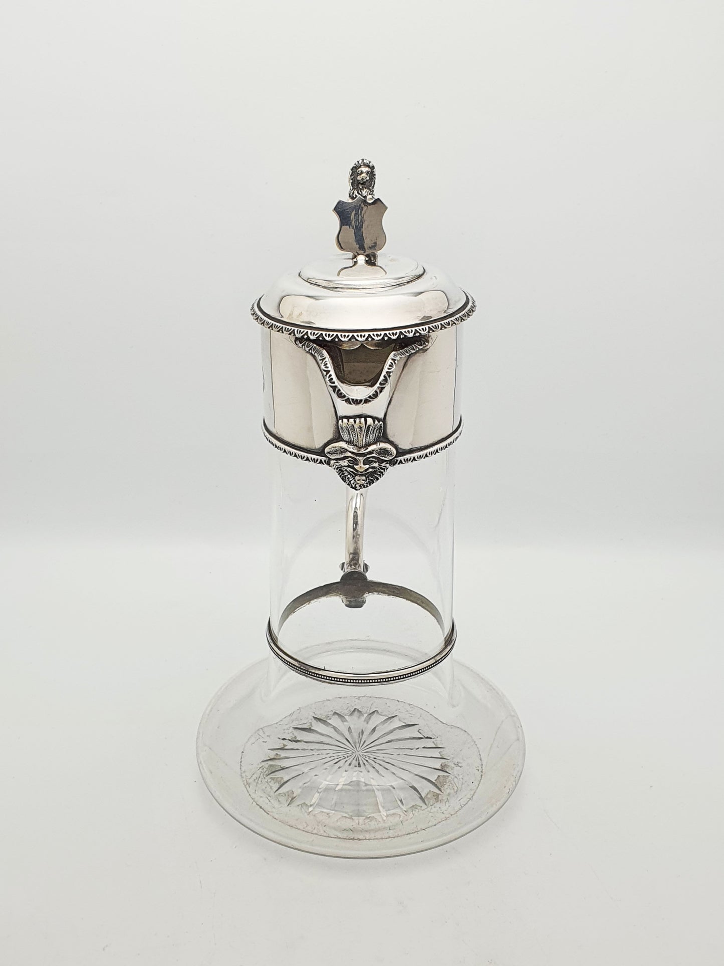Fabulous Antique Victorian Silver Plated Claret Jug With Lion Finial – circa 1880