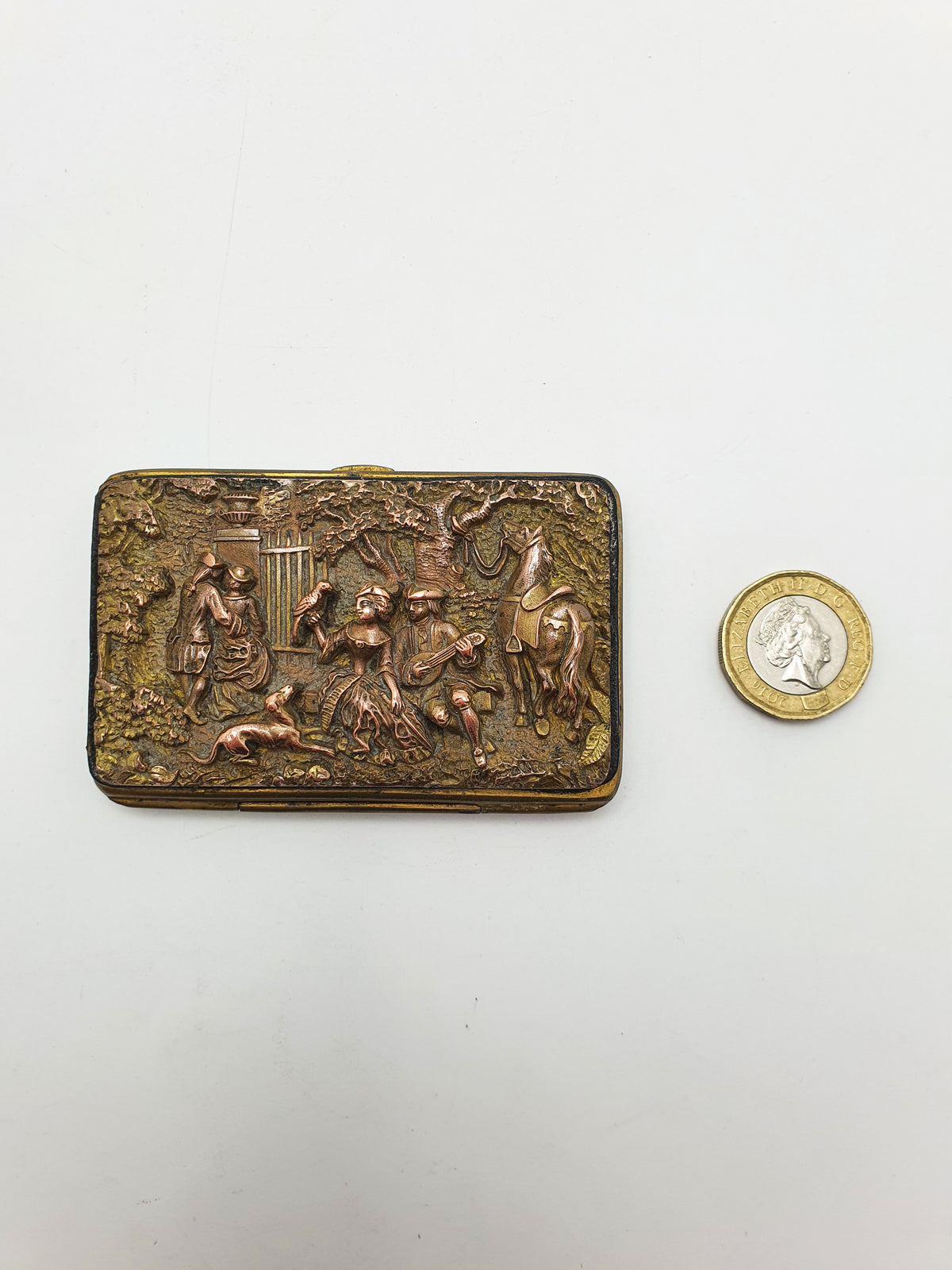 Lovely Antique French Leather Purse With Copper Repoussé Front – circa 1900