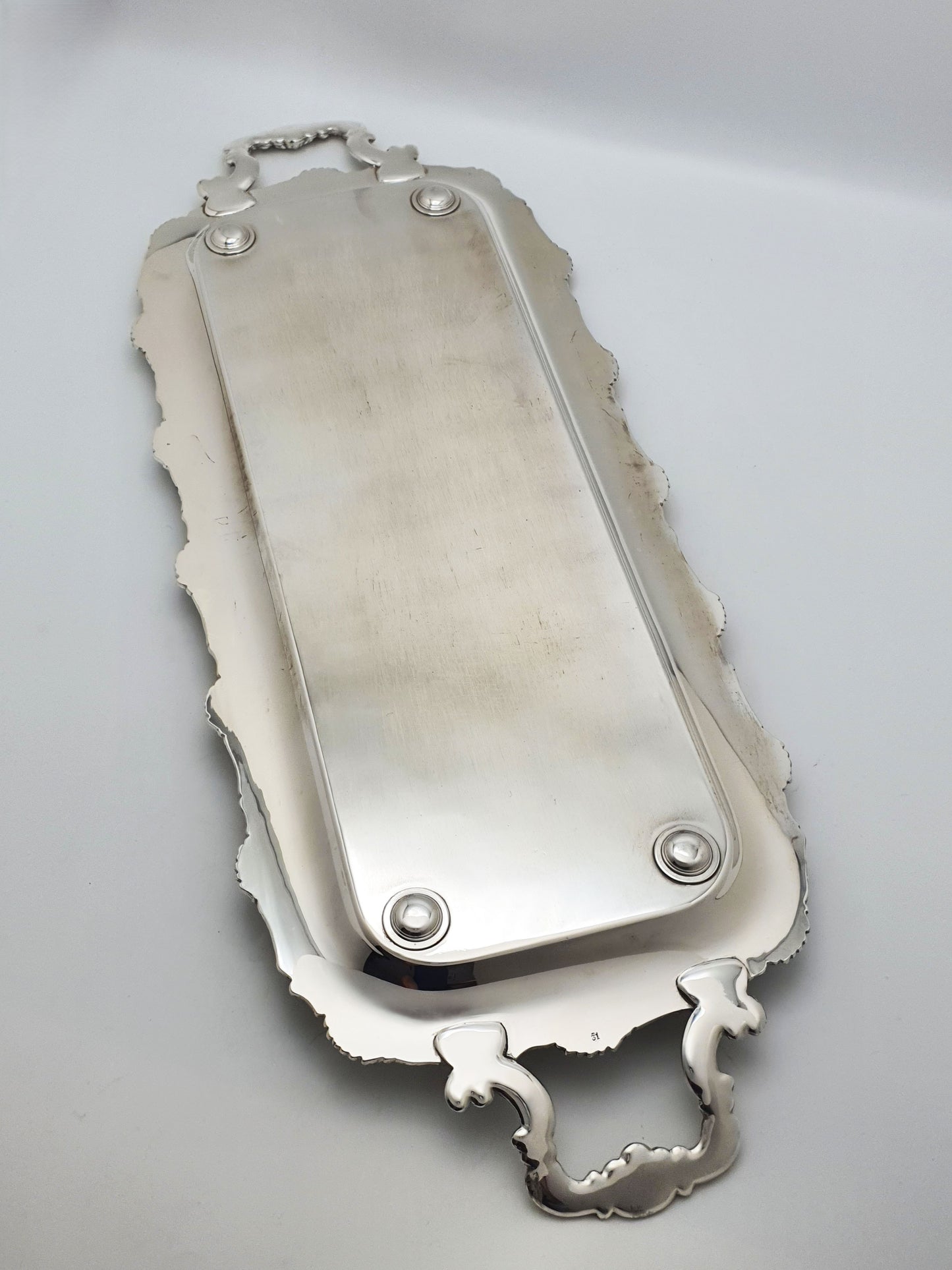 Antique Silver Plated Serving Tray With Grapevine Border – circa 1920