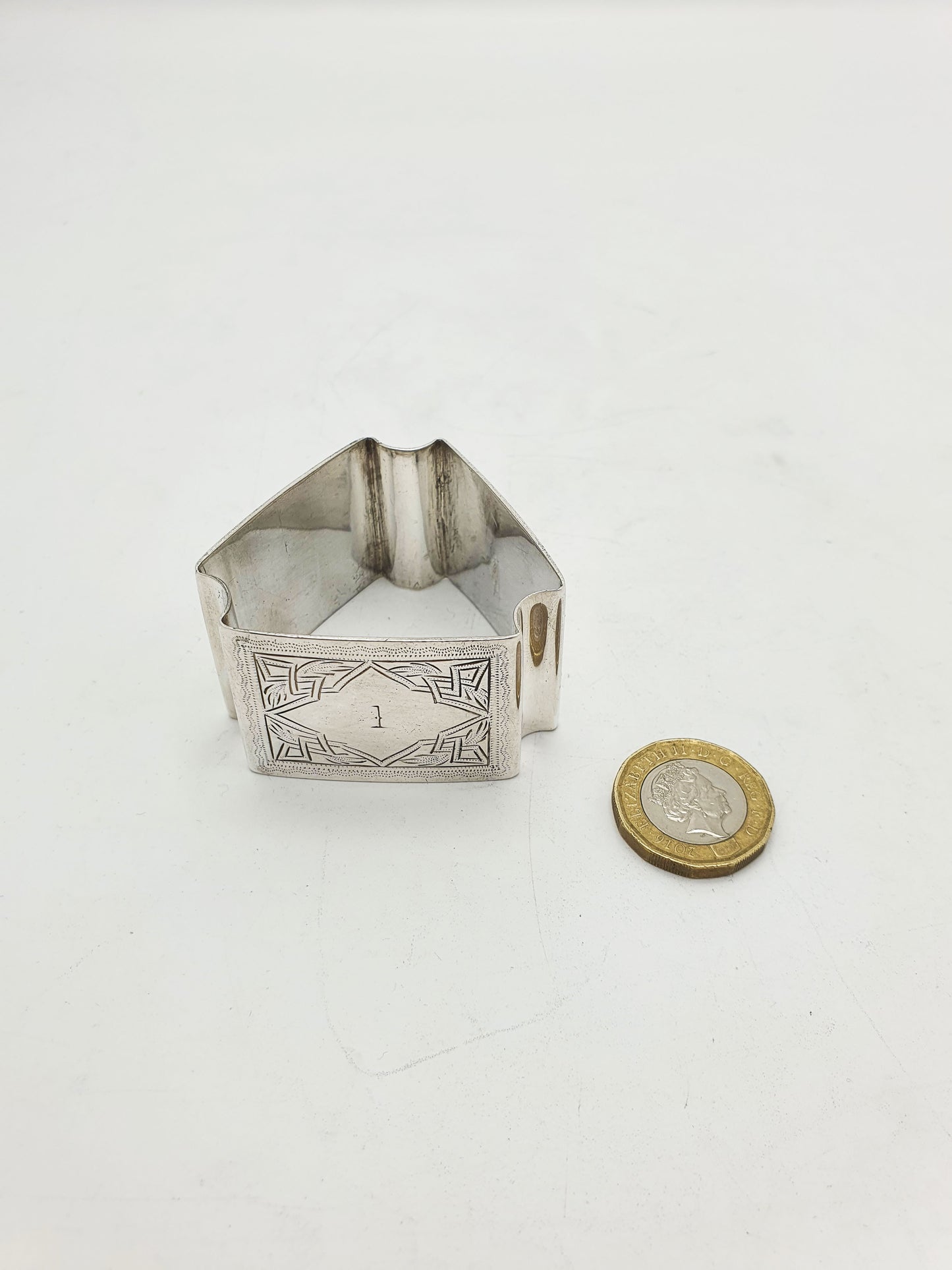 Set Of Six Antique Edwardian Silver Plated Numbered Napkin Rings - circa 1905