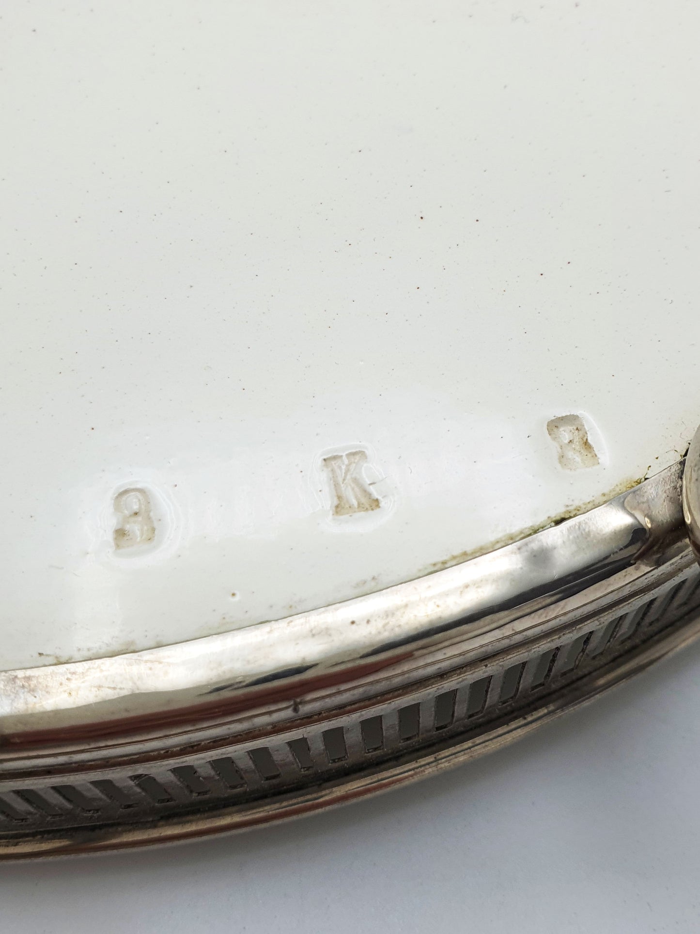 Antique Continental Oval Serving Tray With Blue Floral Centre – circa 1920