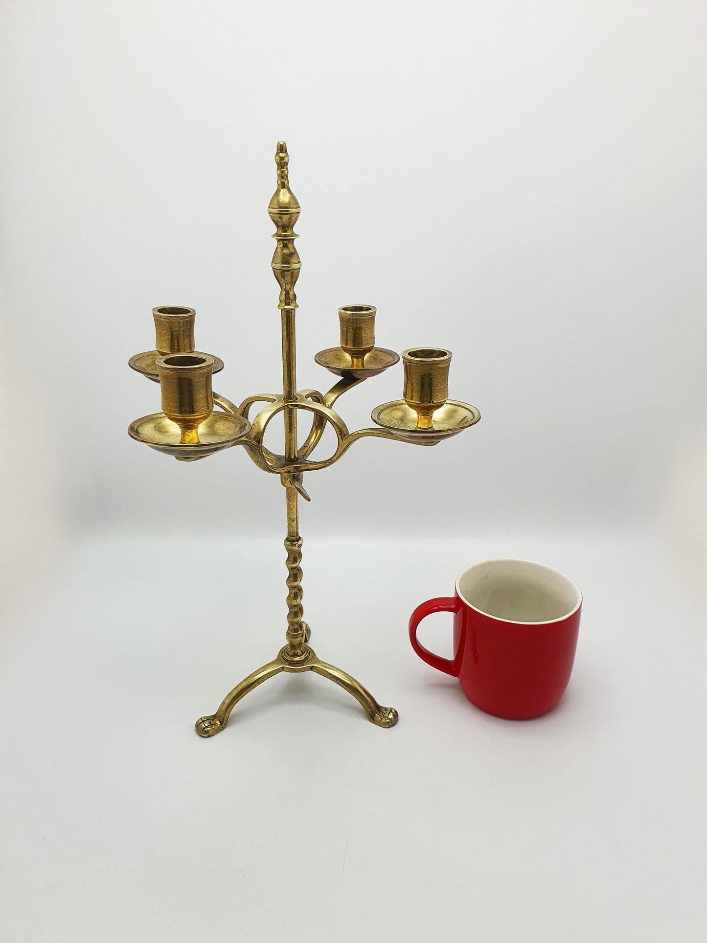 Antique Dutch Brass Adjustable Four Light Candelabra – circa 1900