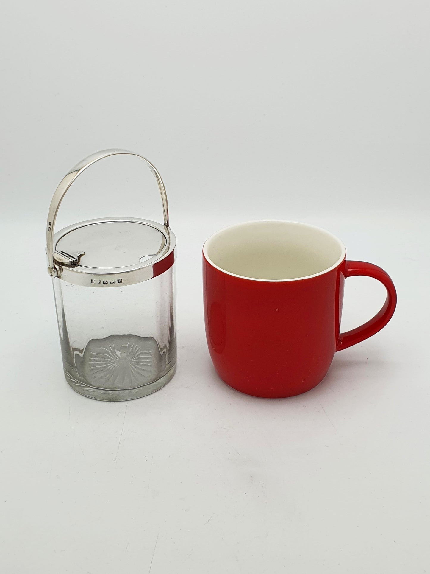 Nice Antique Sterling Silver and Cut Glass Condiment Jar – 1920