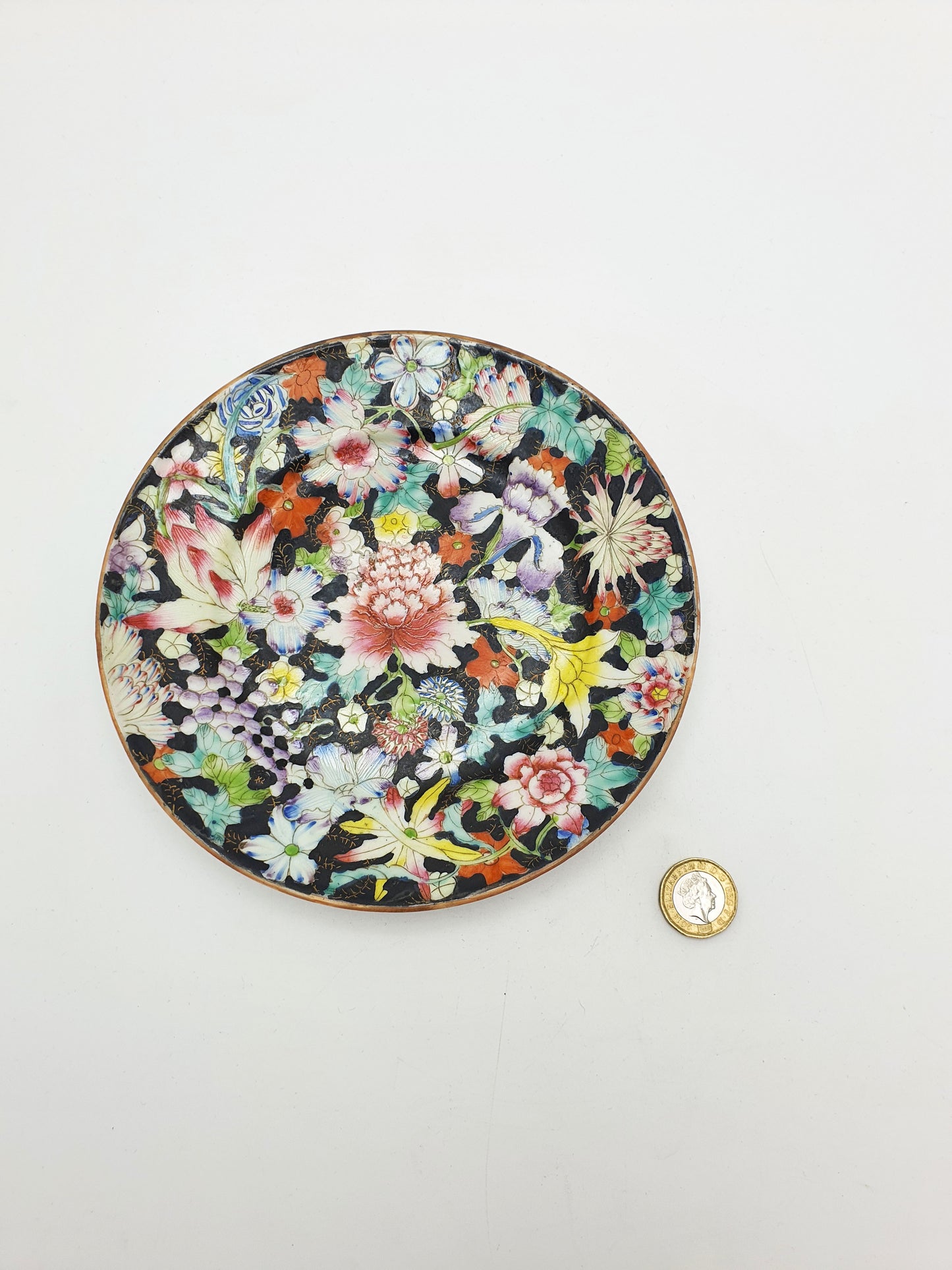 Pair of Antique Chinese Guangxu Millefleur Porcelain Plates – circa 1900