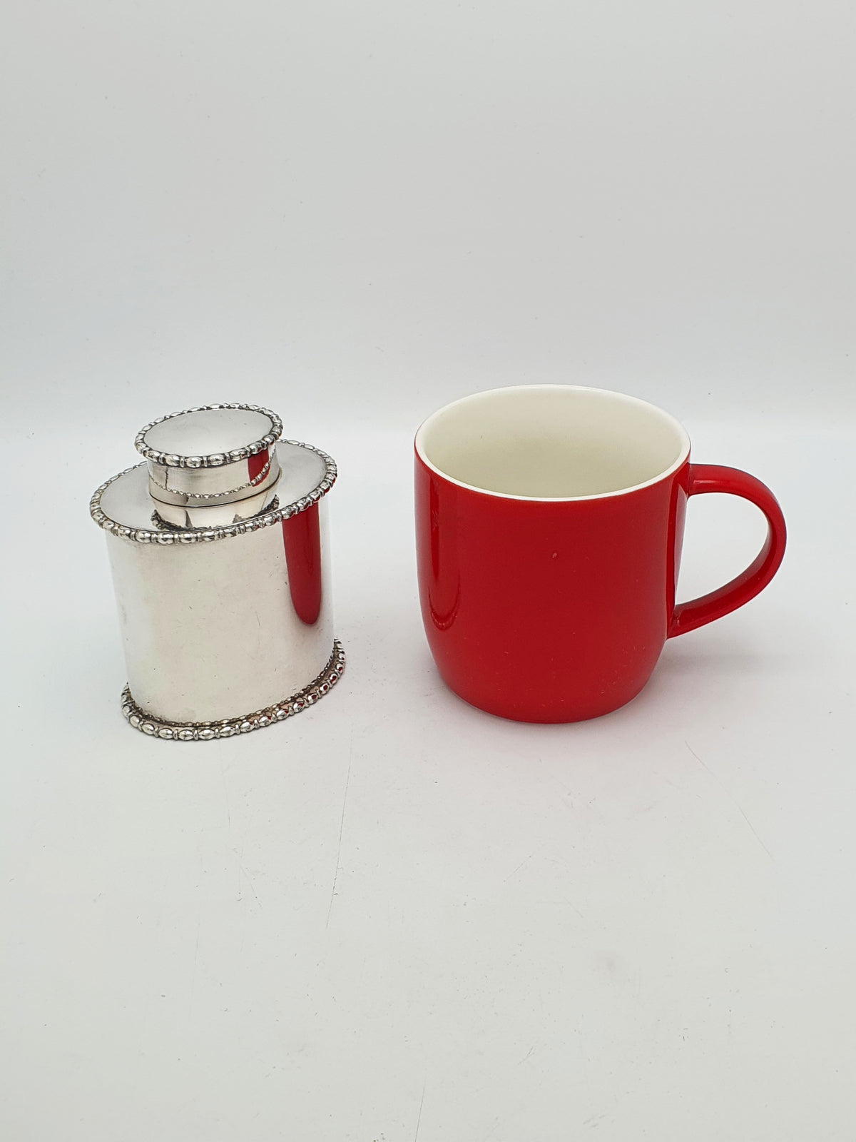 Antique Edwardian Silver Plated Tea Caddy With Beaded Borders – circa 1905
