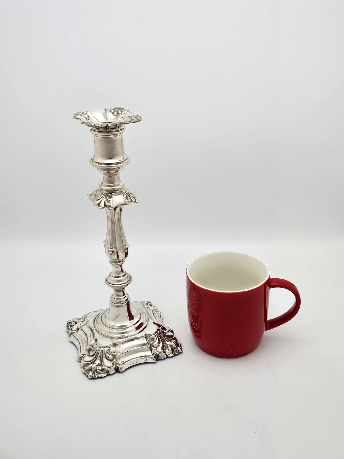 Antique Victorian Silver Plated Elkington Candlesticks Pair 1869