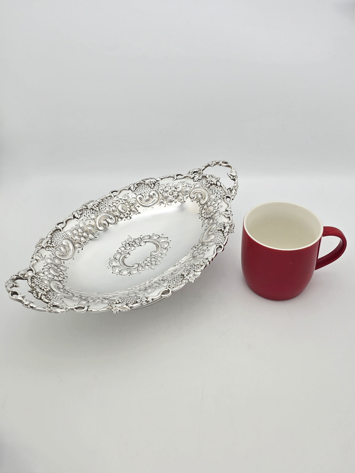Antique Victorian Silver Plated Floral Serving Dish circa 1890