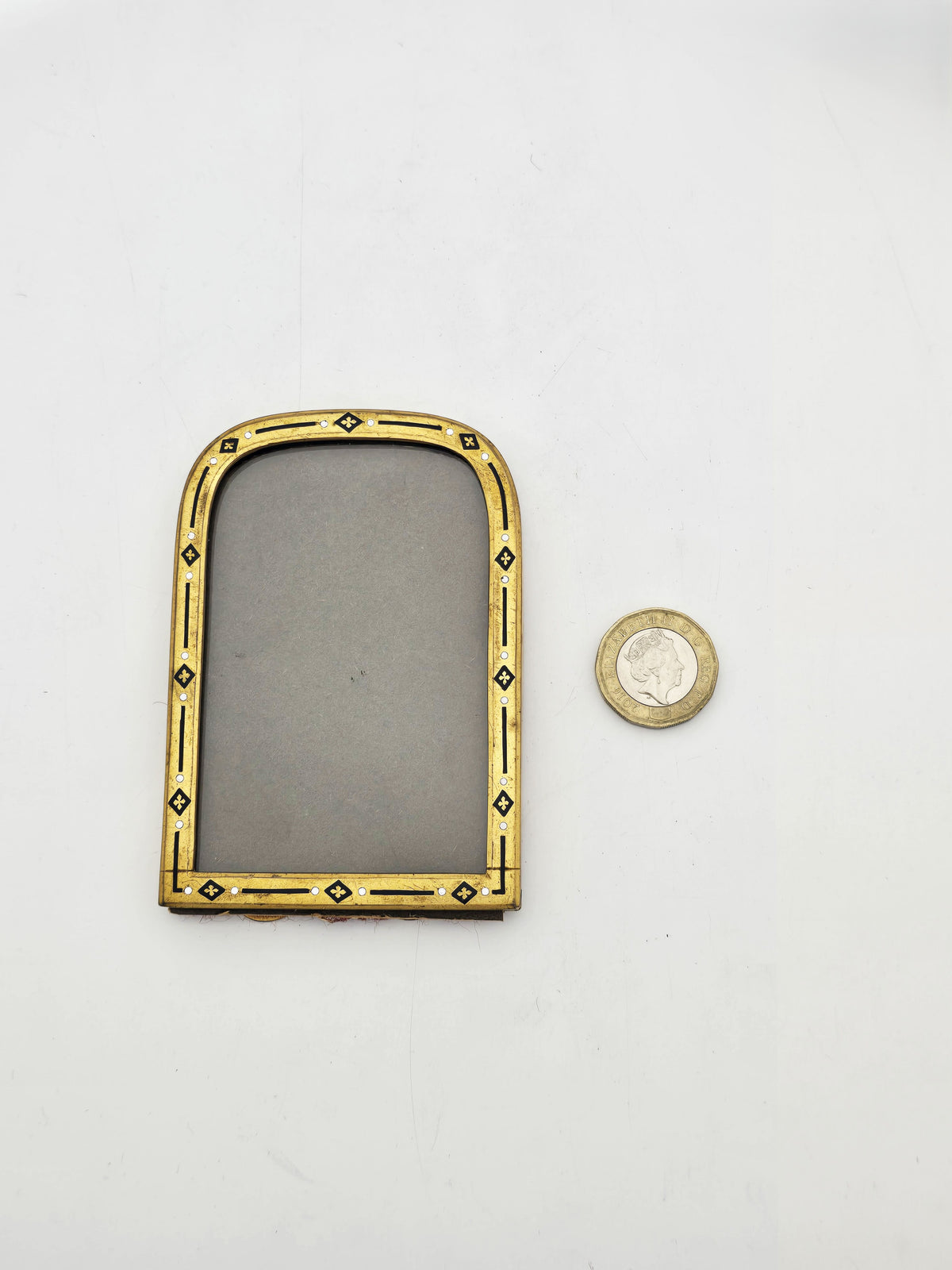 Antique Victorian Brass and Enamel Arched Picture Frame circa 1880