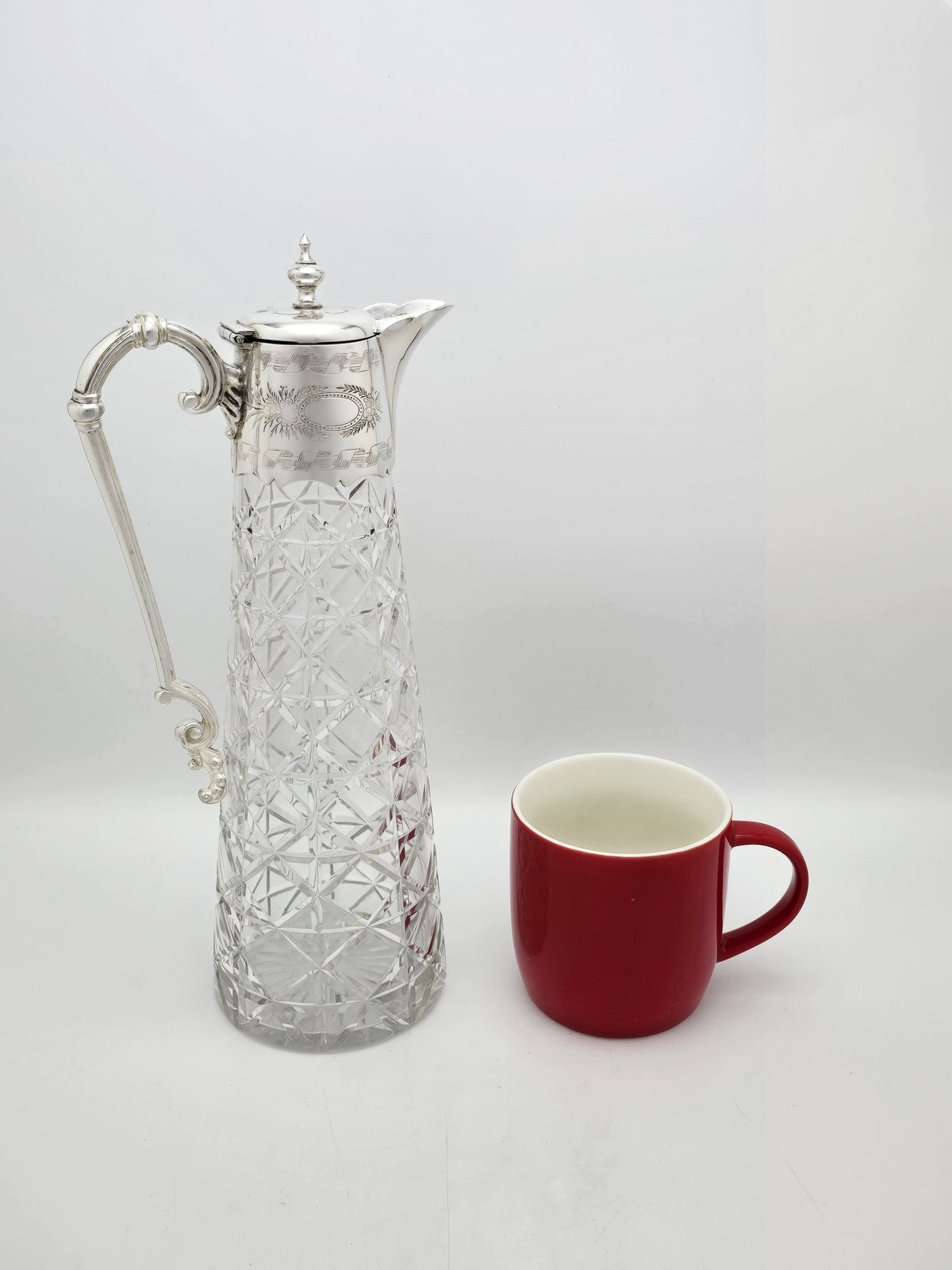 Antique Victorian Silver Plated Cut Glass Claret Jug circa 1880