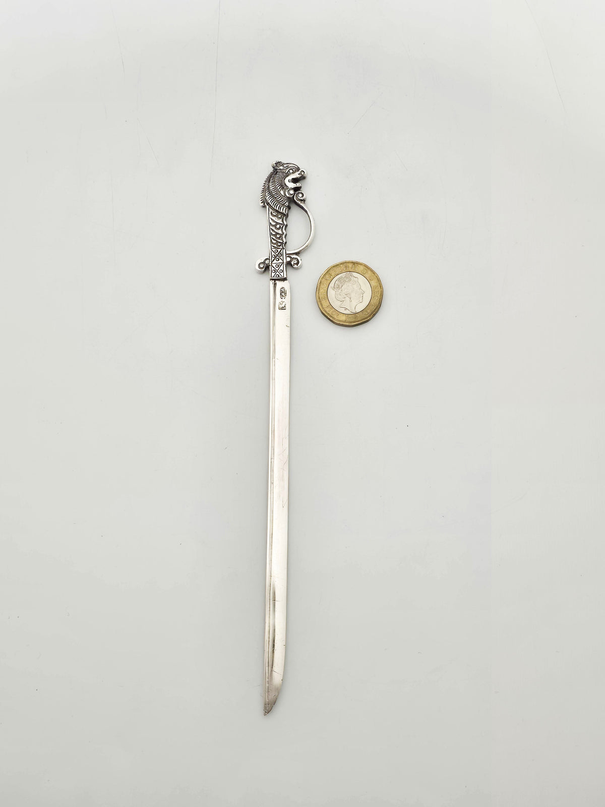 Antique Continental Silver Letter Opener with Figural Handle circa 1900