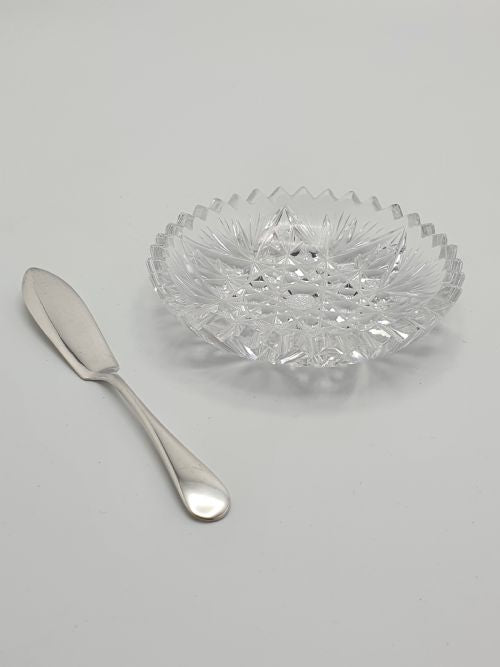 精美古董银器和水晶黄油套装 - 英国古董 - 1925 年