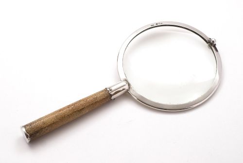 Handsome Antique Silver and Shagreen Magnifying Glass - London 1924