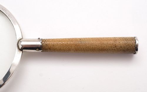 Handsome Antique Silver and Shagreen Magnifying Glass - London 1924