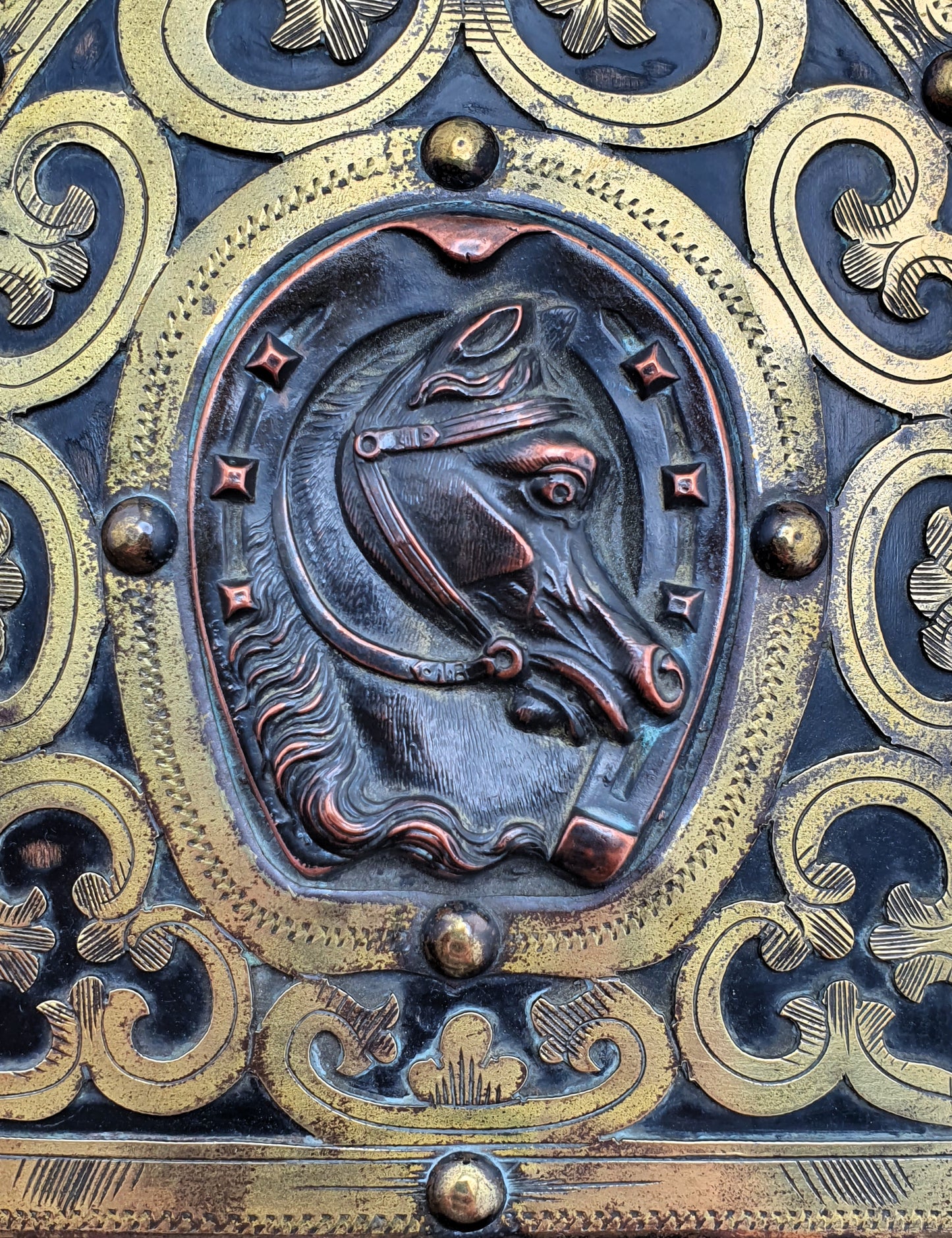 Splendid Victorian Equestrian Book Slide - English Antique - circa 1890